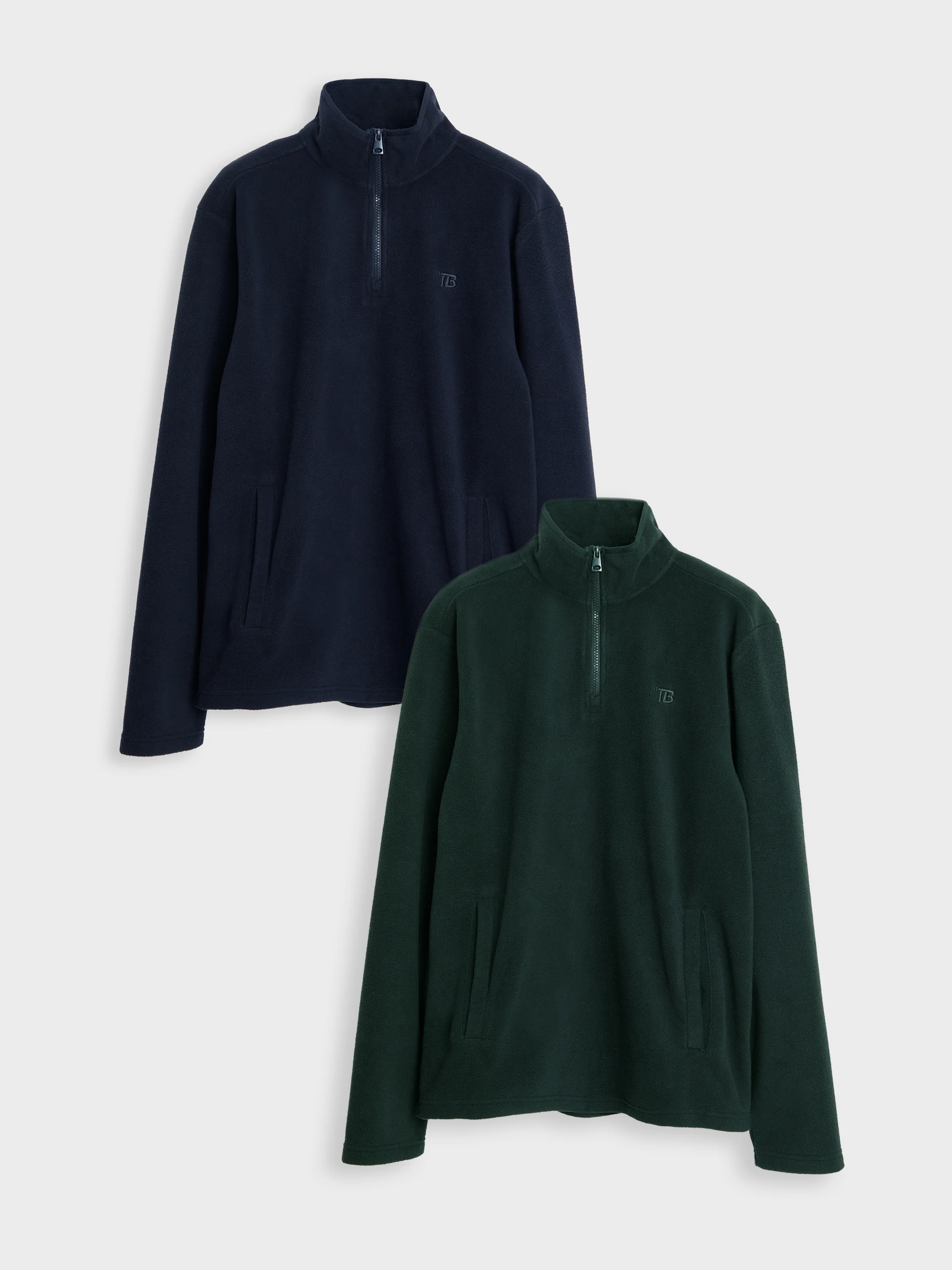 2 Pack Quarter Zip Microfleece Sweatshirts in Navy & Forest Green
