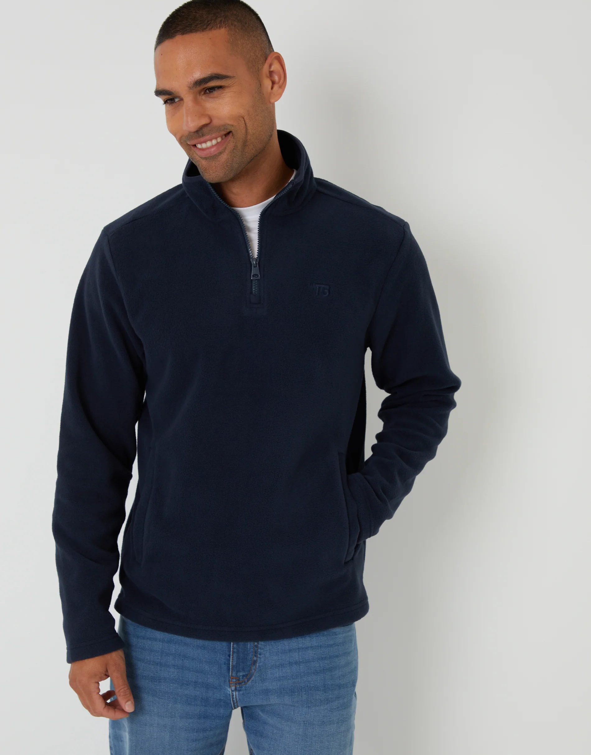 2 Pack Quarter Zip Microfleece Sweatshirts in Navy & Forest Green - Image 2