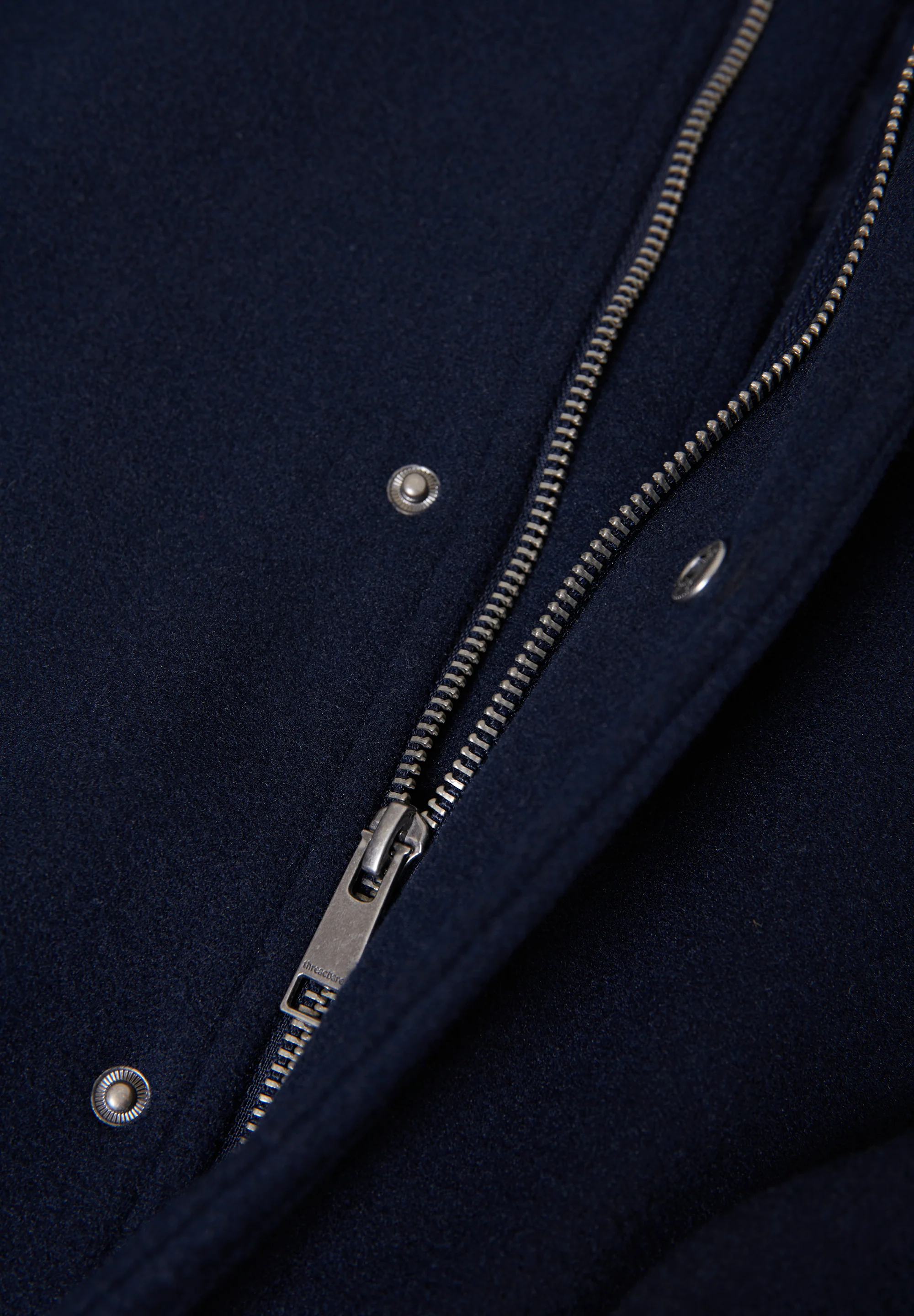 Longline Faux Wool Funnel Neck Coat in Navy - Image 6