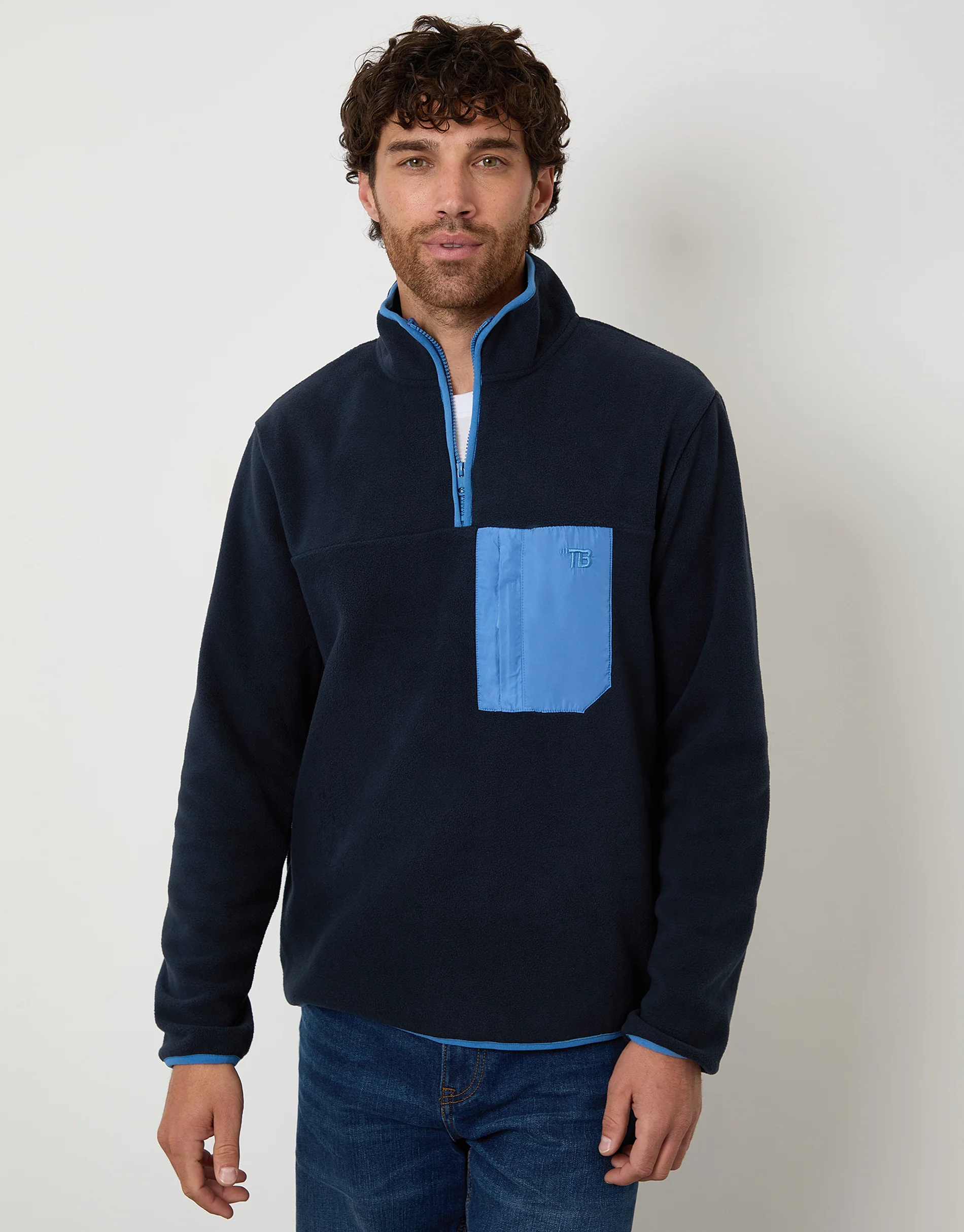 Microfleece Quarter Zip Sweatshirt in Navy