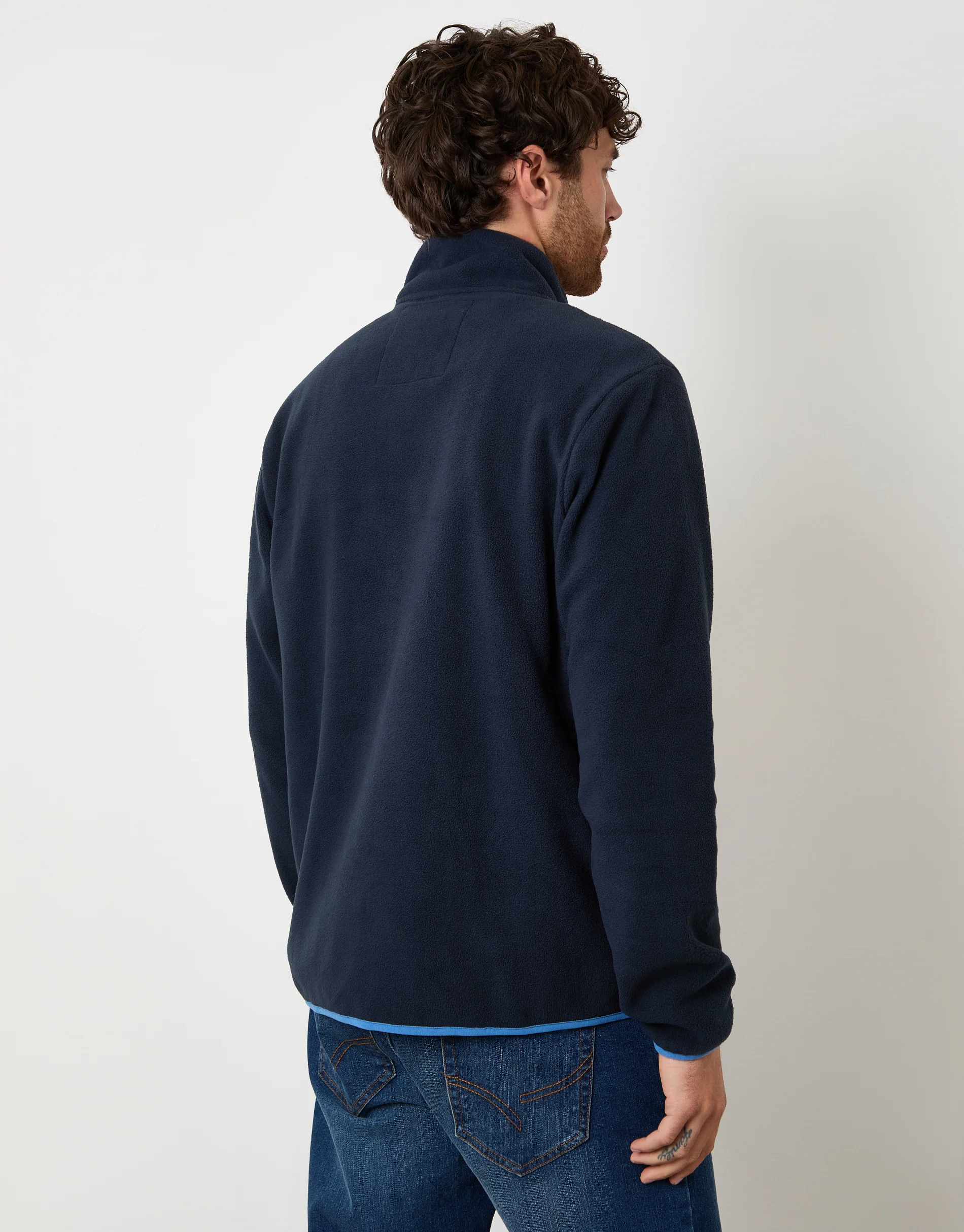 Microfleece Quarter Zip Sweatshirt in Navy - Image 2
