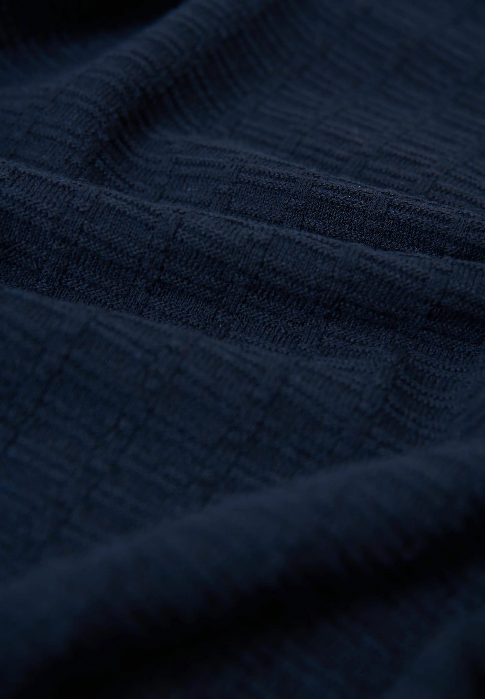 Mock Shirt Textured Knitted Jumper in Navy - Image 6
