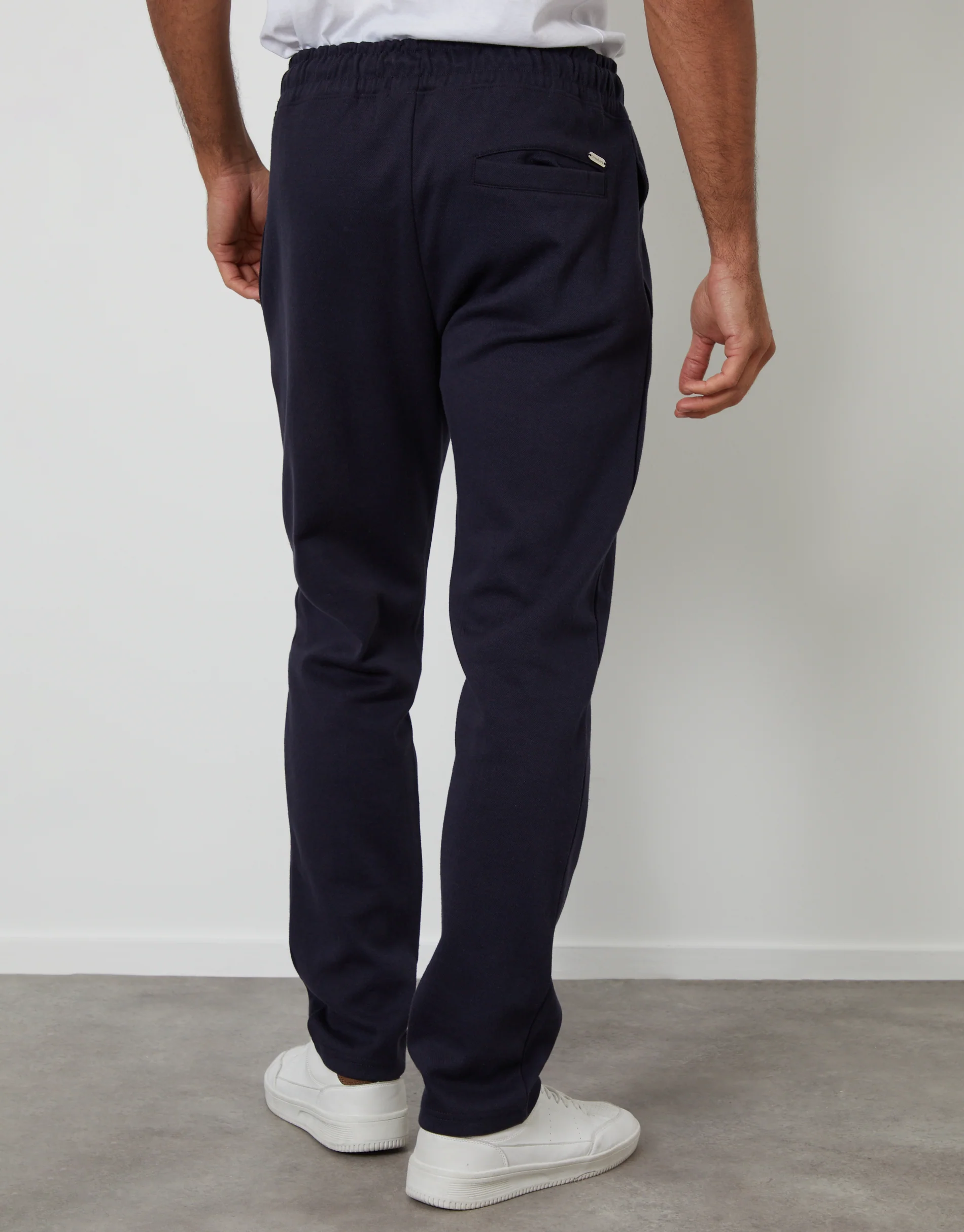 Pintuck Pique Joggers in Navy - Image 3