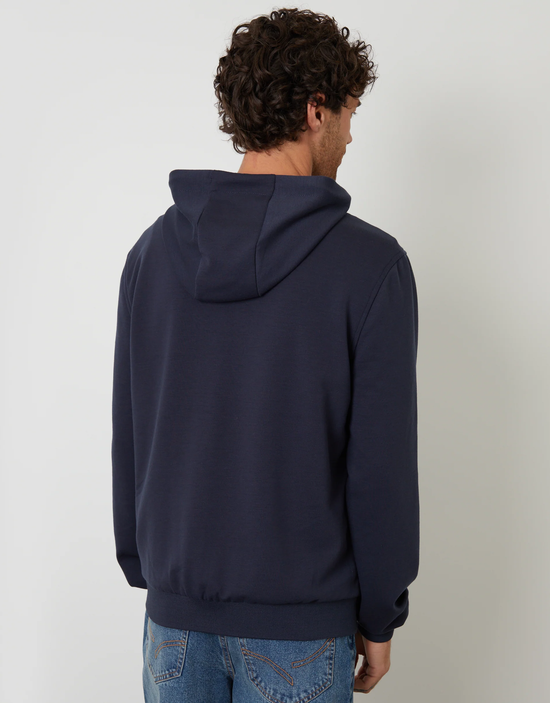 Quilted Hybrid Hooded Jacket in Navy - Image 2