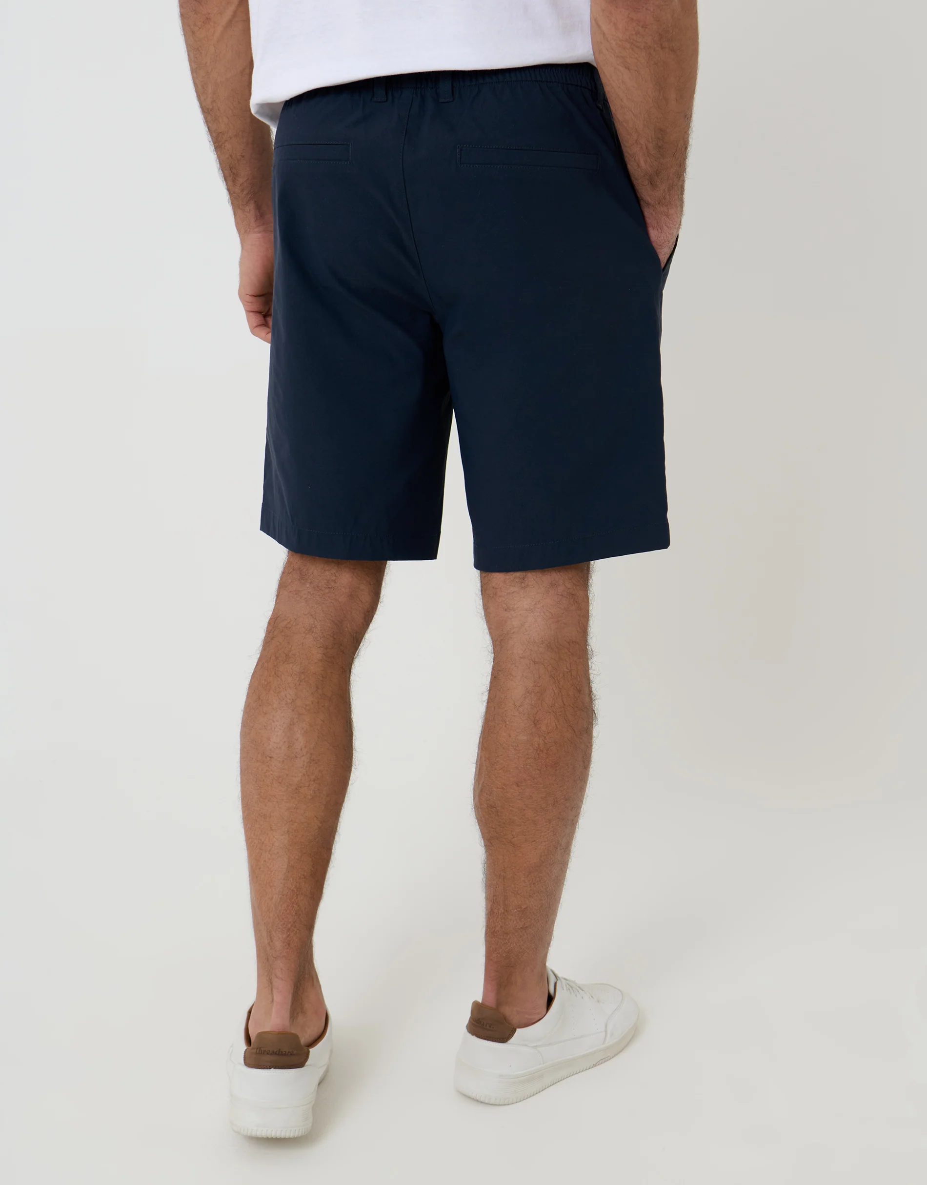 Regular Fit Elasticated Waist Stretch Chino Shorts in Navy - Image 2