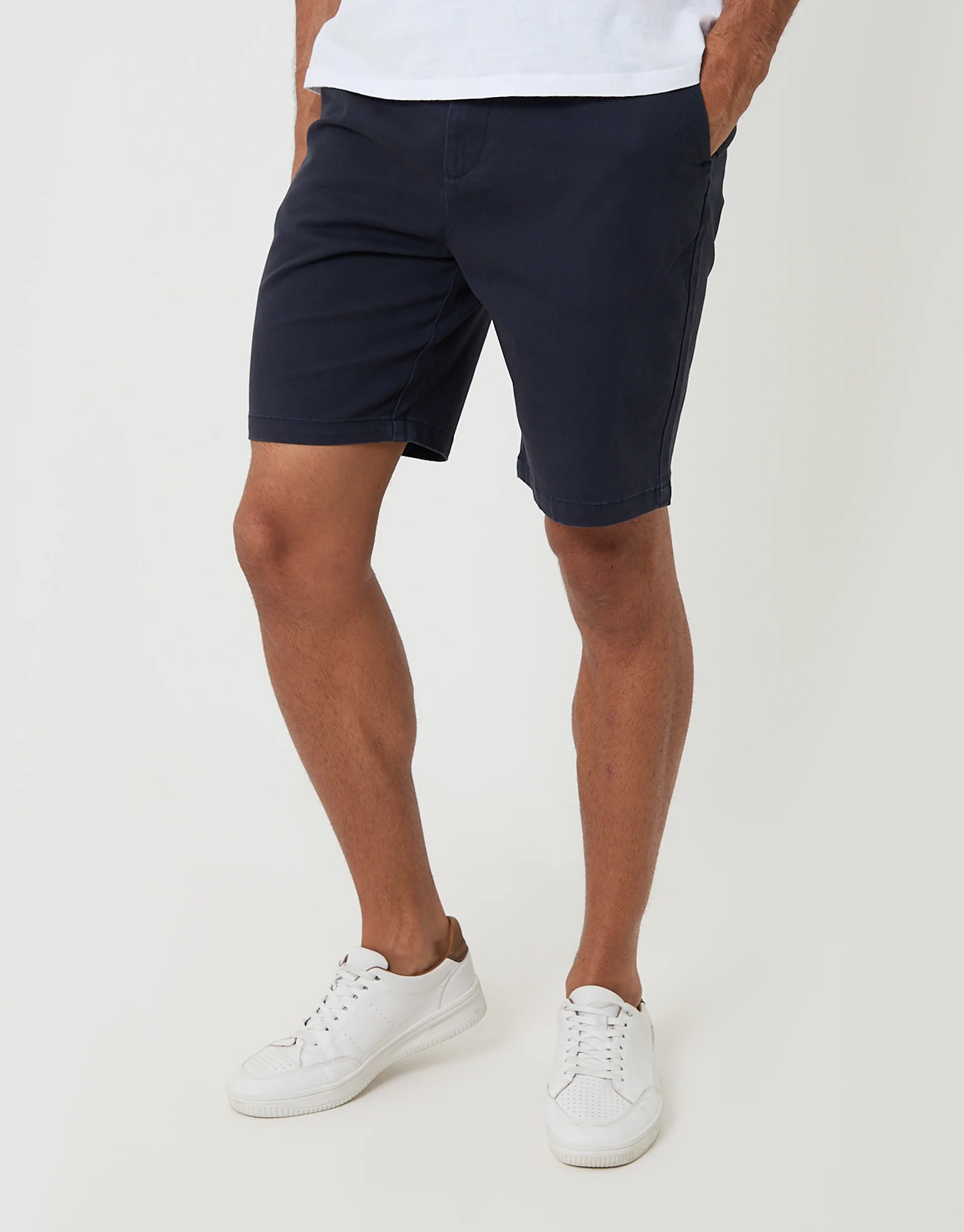 Regular Fit Stretch Chino Shorts in Navy - Image 3