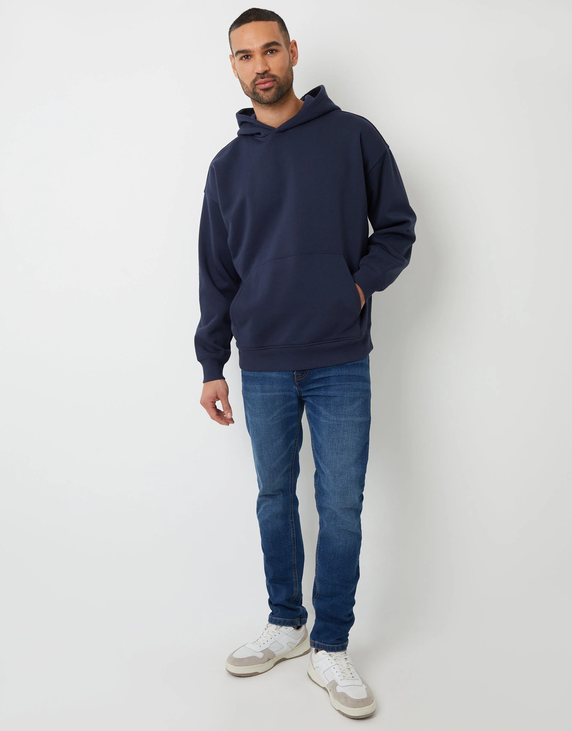 Navy Relaxed Fit Overhead Hoodie (Copy) - Image 3