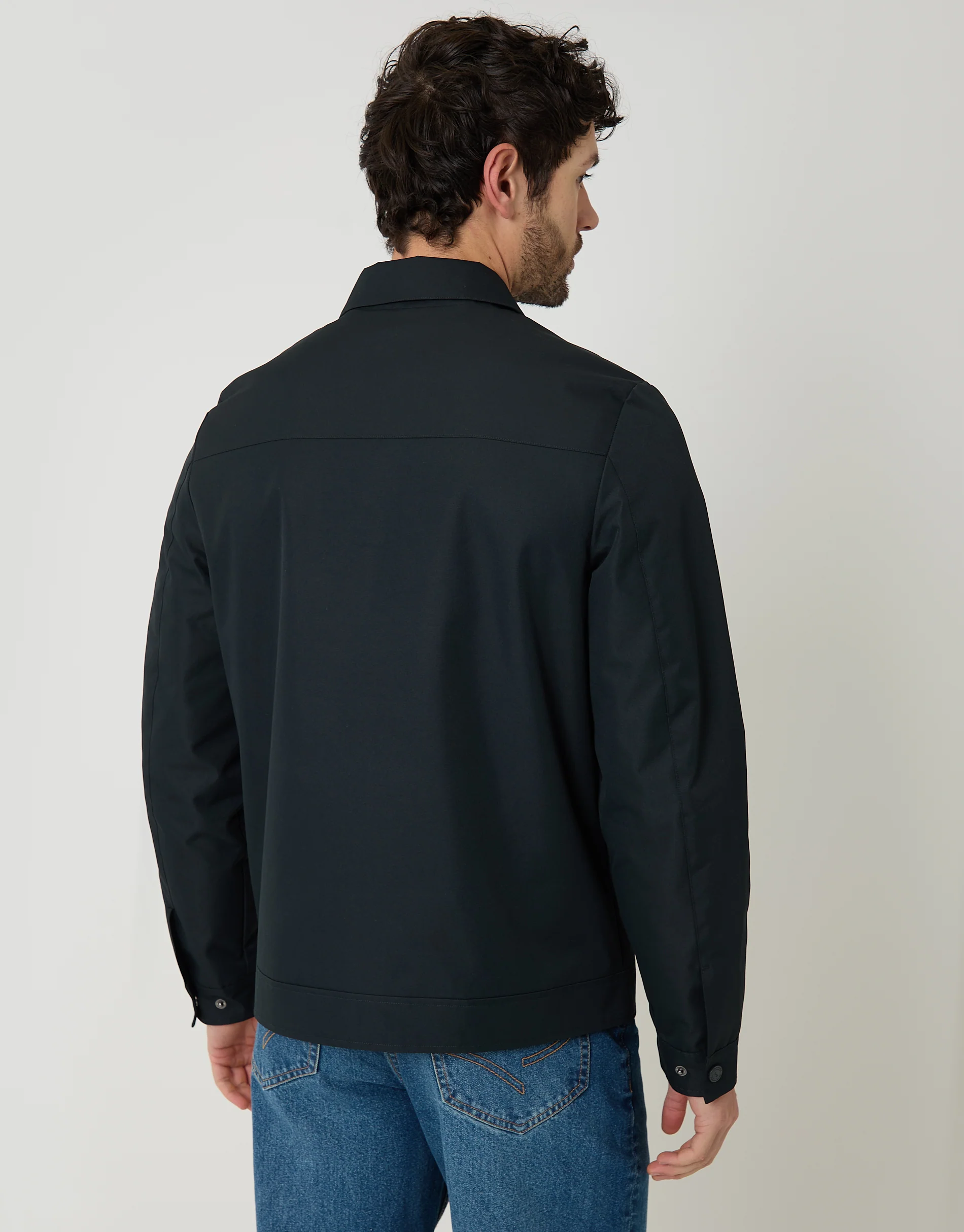 Showerproof Lightweight Collared Zip Through Jacket in Navy - Image 2