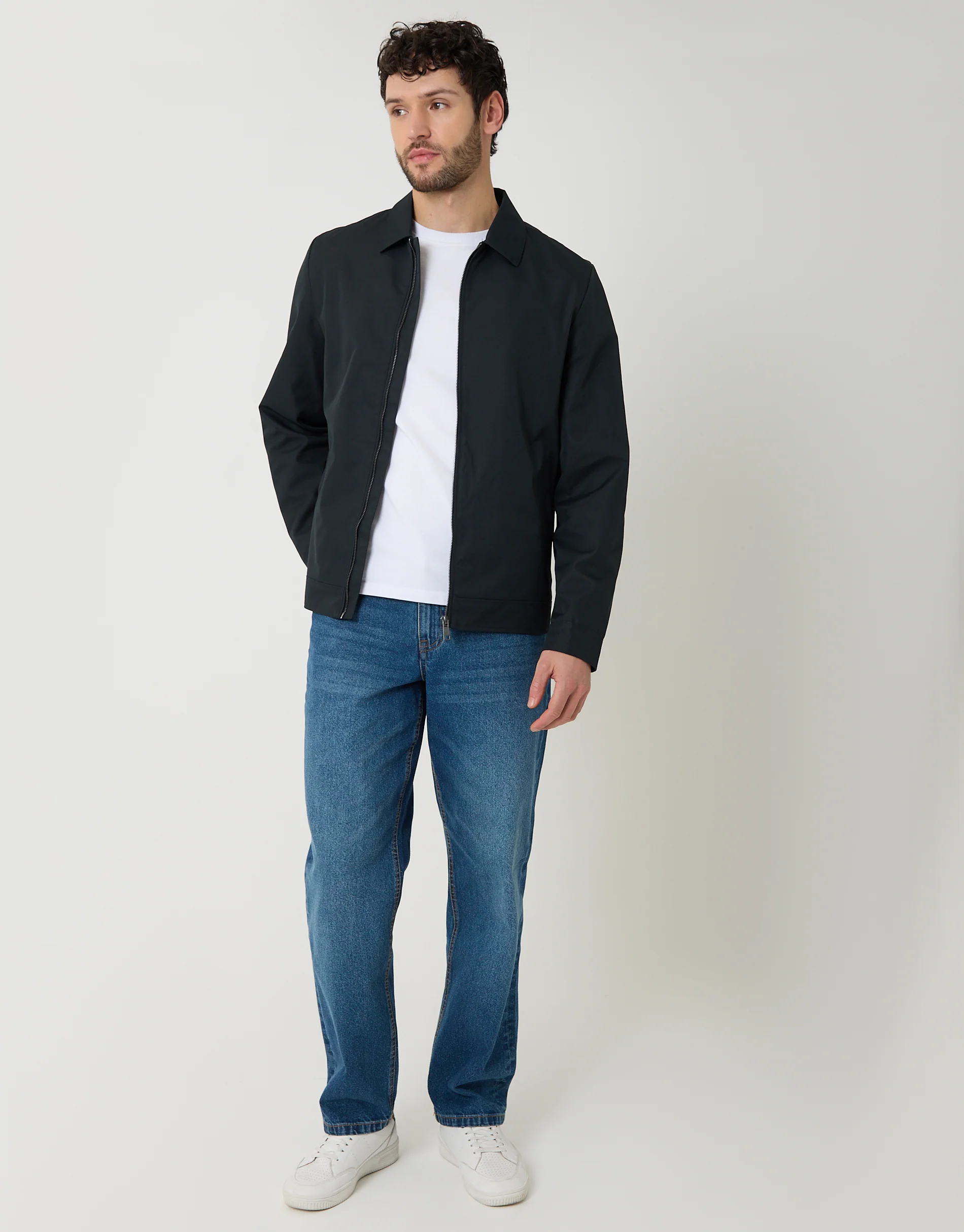 Showerproof Lightweight Collared Zip Through Jacket in Navy - Image 3