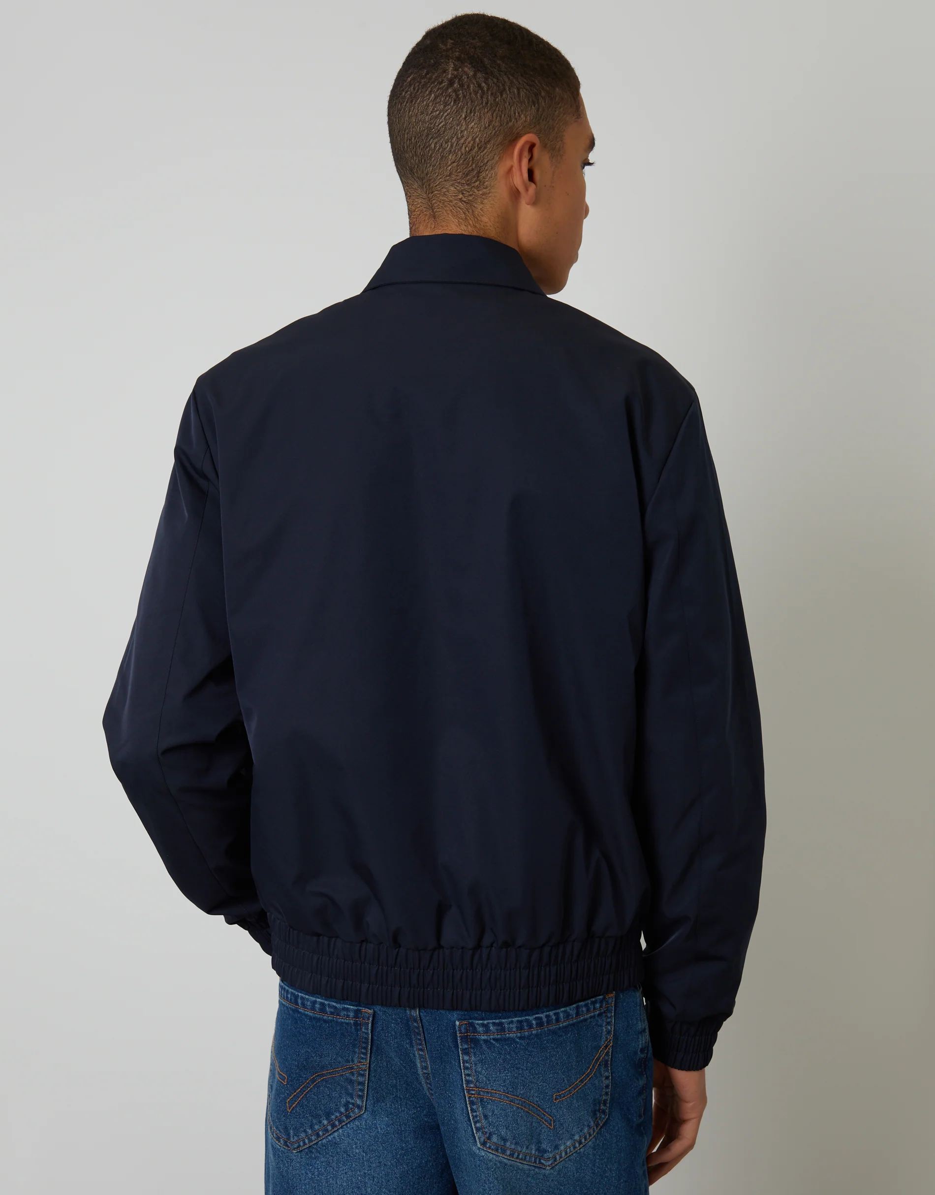 Showerproof Patch Pocket Zip Up Collared Jacket in Navy - Image 2