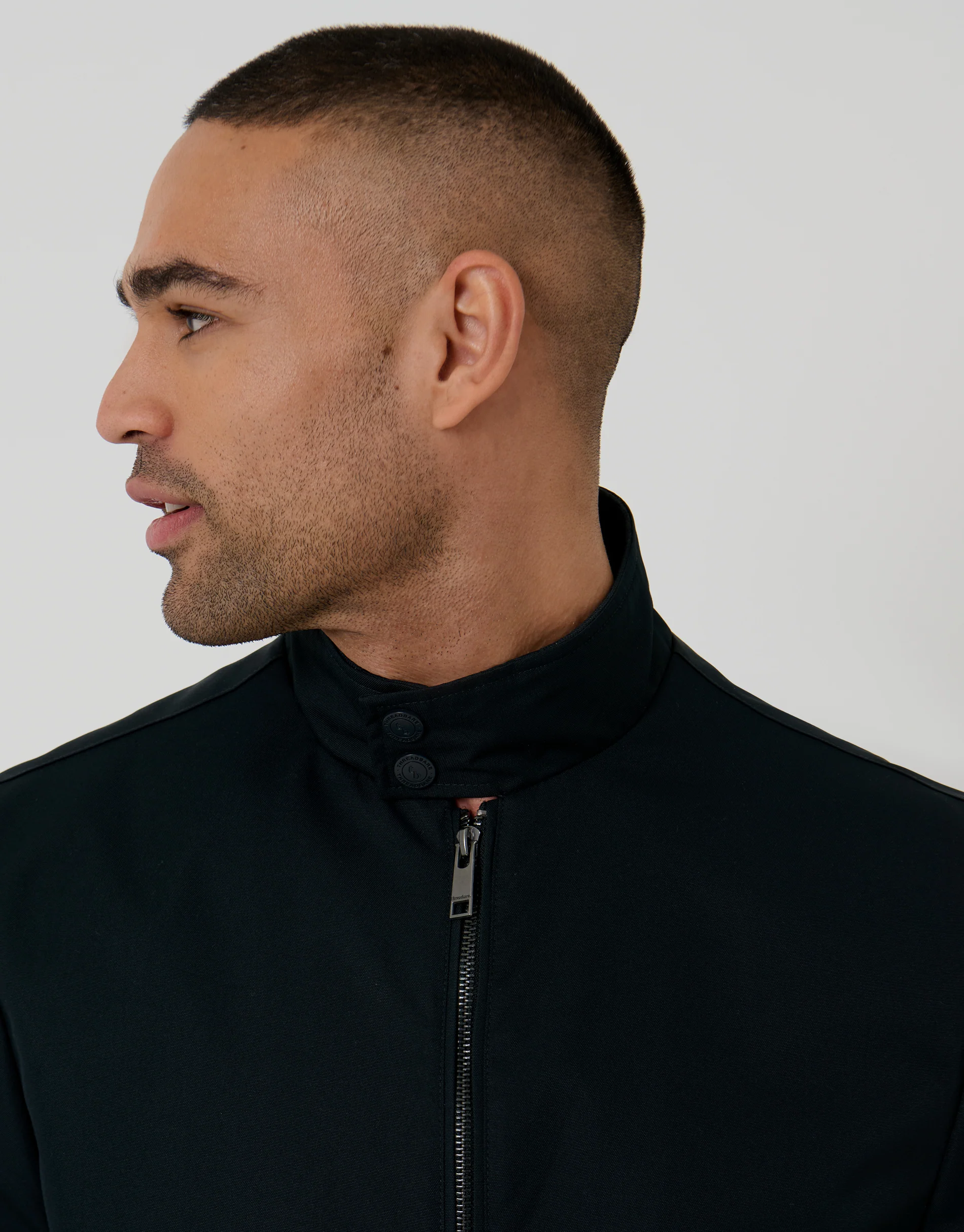 Showerproof Zip Up Harrington Jacket in Navy - Image 4