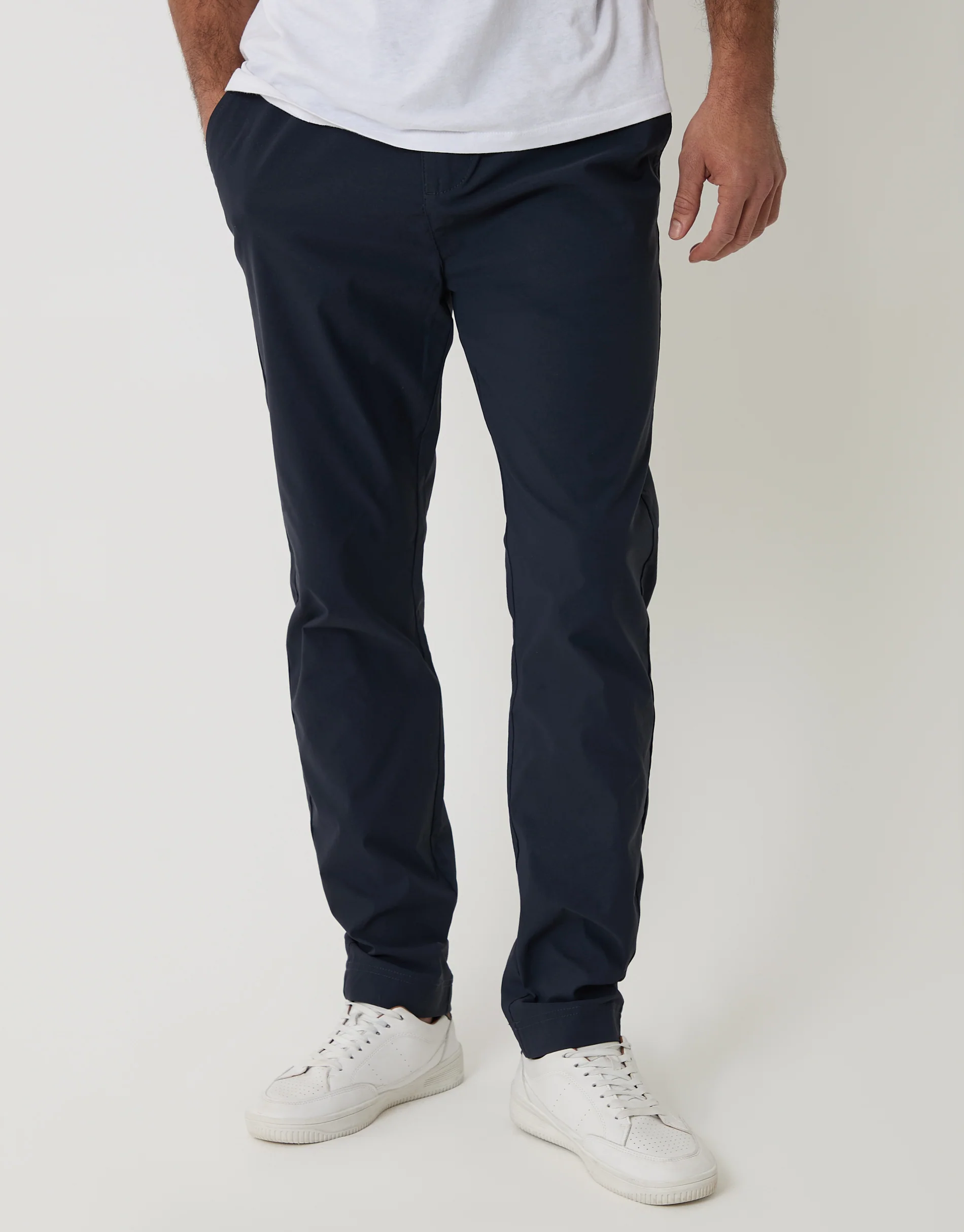 Slim Fit Stretch Trousers in Navy - Image 2