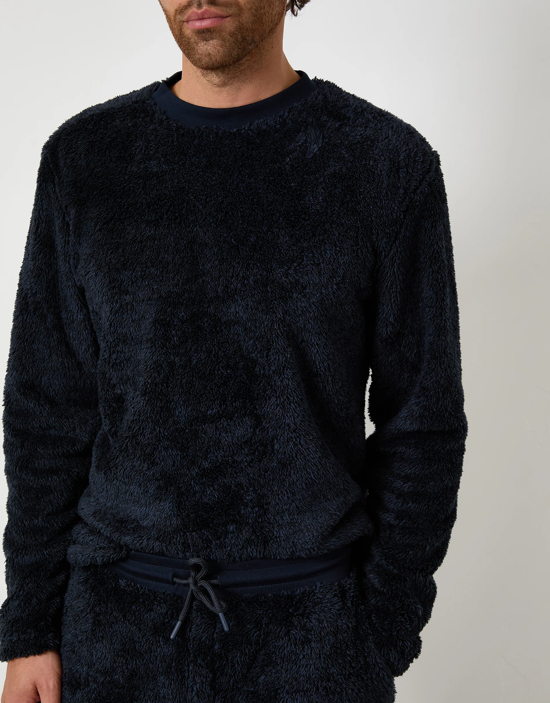 Two Tone Borg Loungewear Set in Navy - Image 4