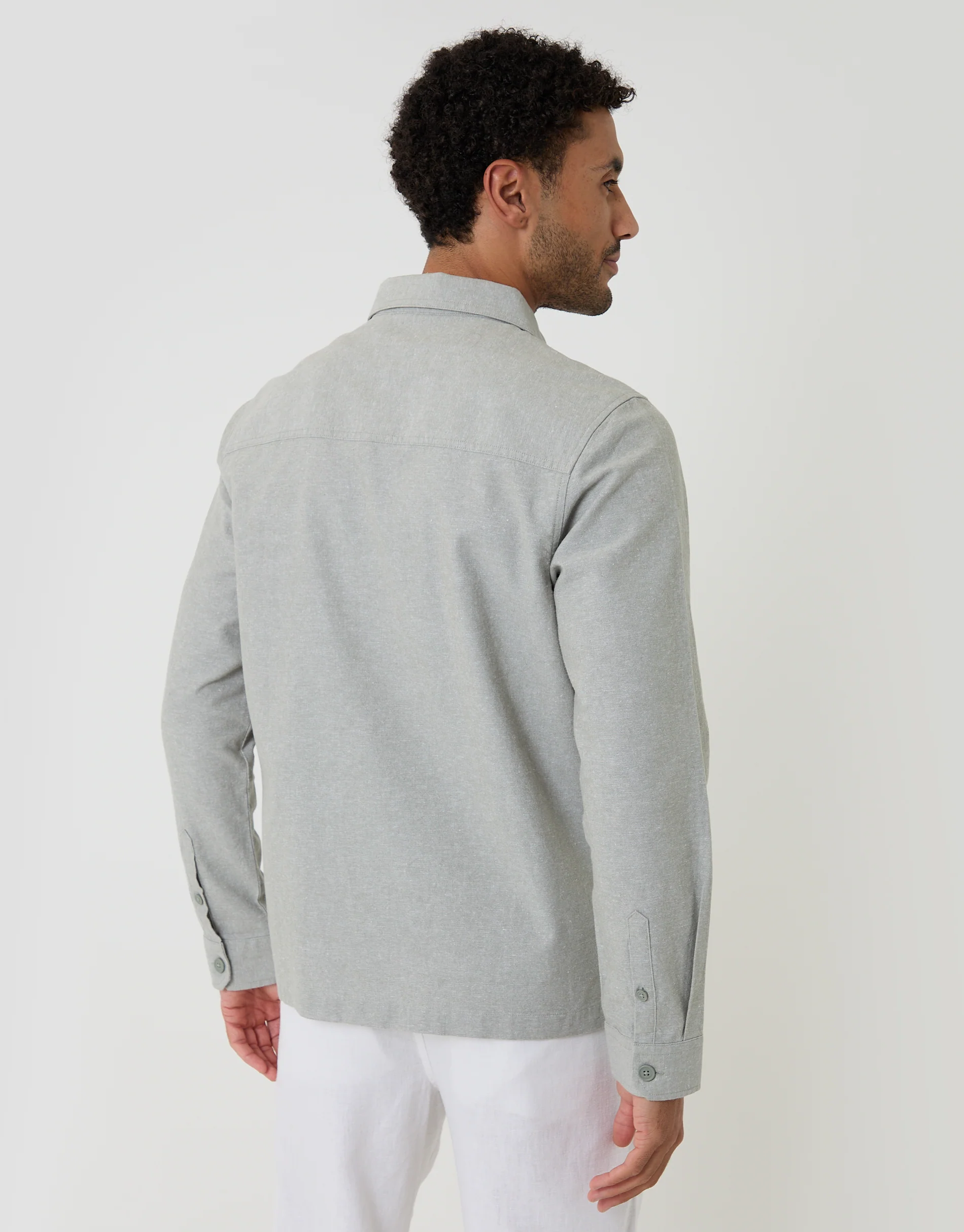 Linen Blend Lightweight Shacket in Soft Sage Green - Image 2