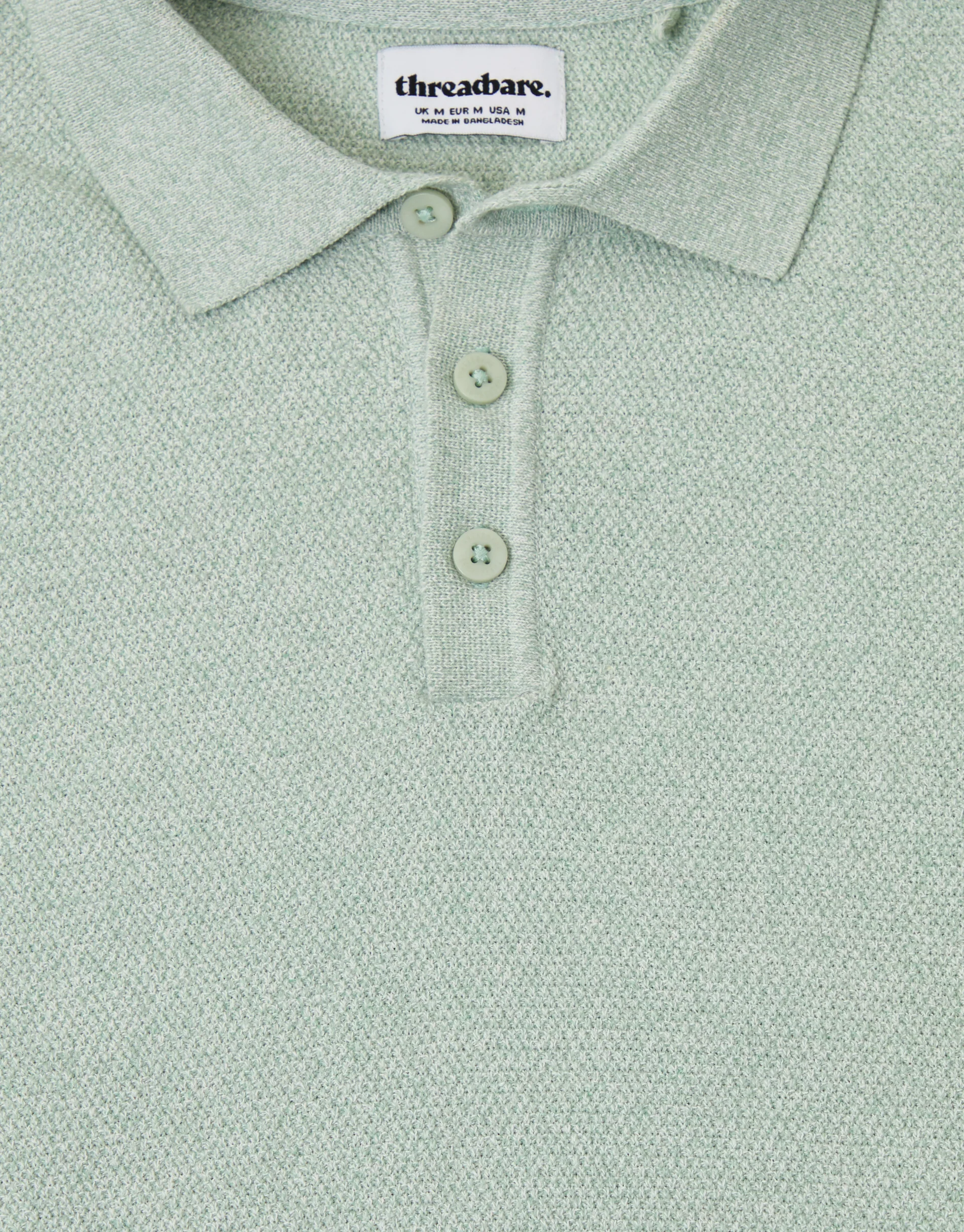 Moss Stitch Knitted Polo in Sage Green - Image 5