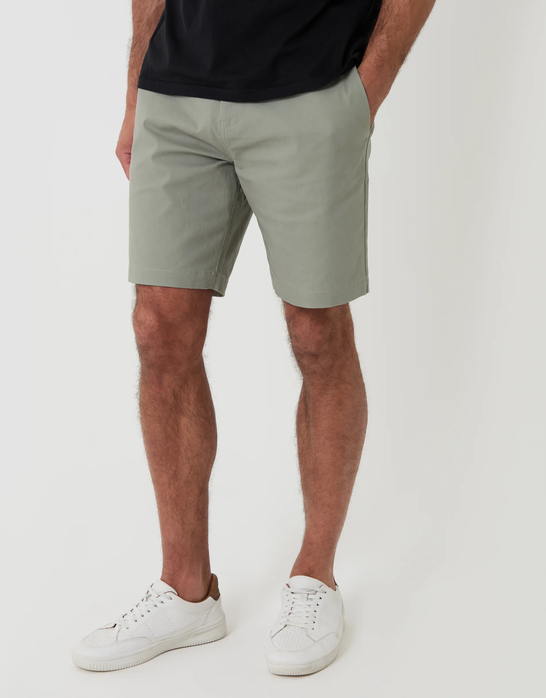 Regular Fit Stretch Chino Shorts in Sage Green