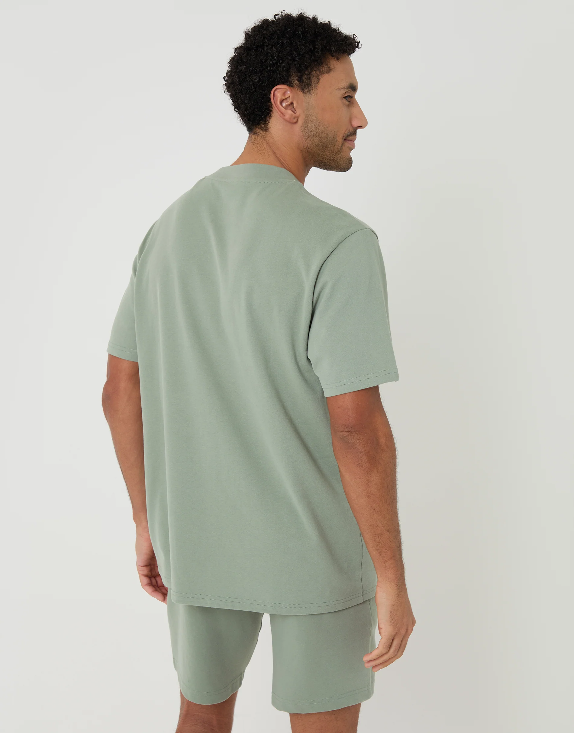 Relaxed Fit Short Lounge Set in Sage Green - Image 2