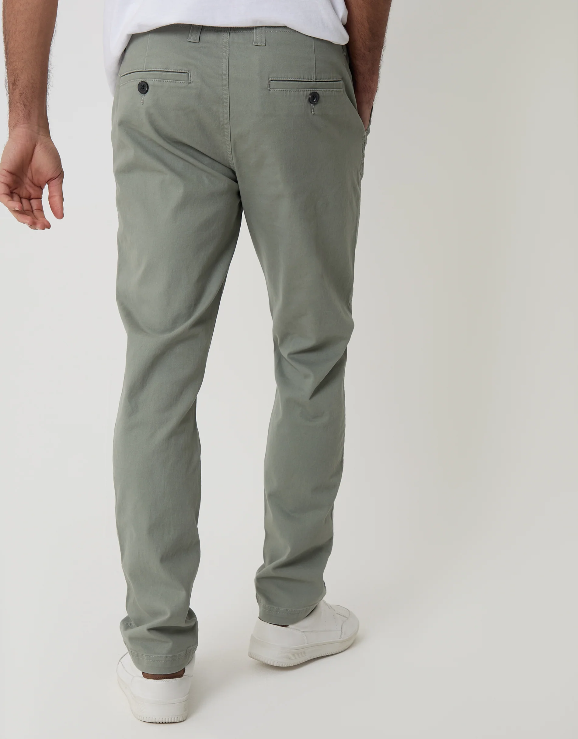Slim Fit Chino Trousers in Sage Green - Image 3
