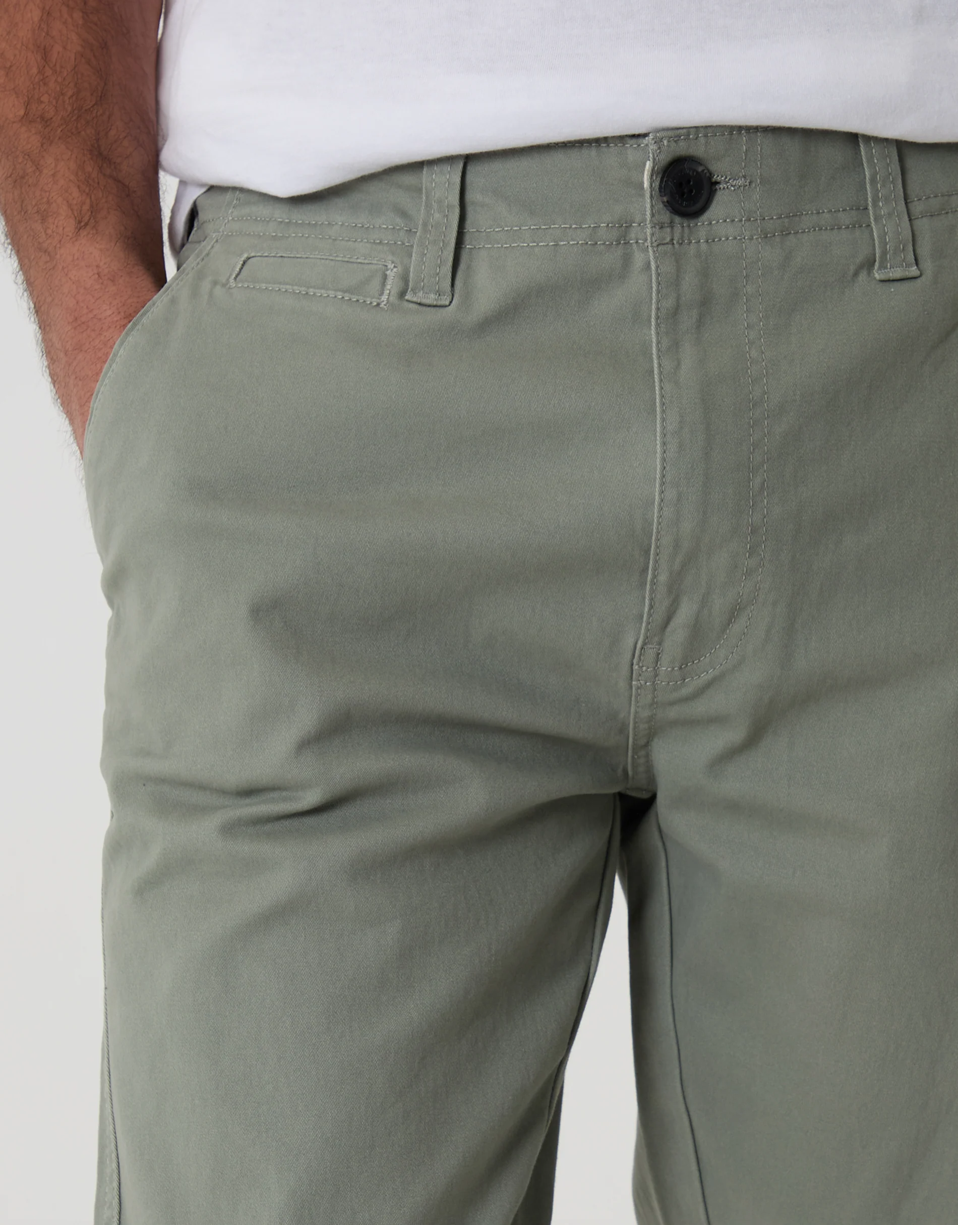 Slim Fit Chino Trousers in Sage Green - Image 4