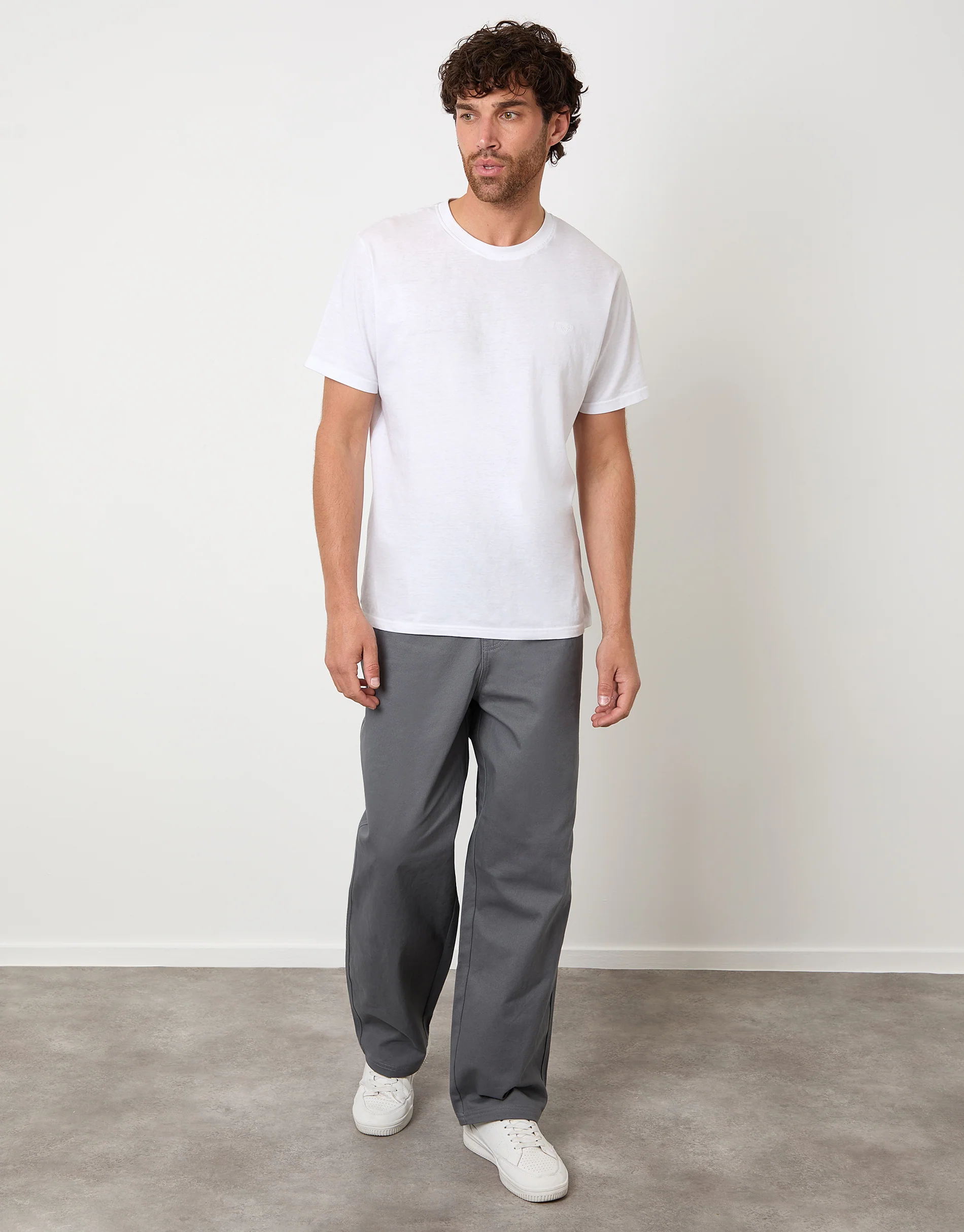 Baggy Fit 5 Pocket Chino Trousers in Slate Grey