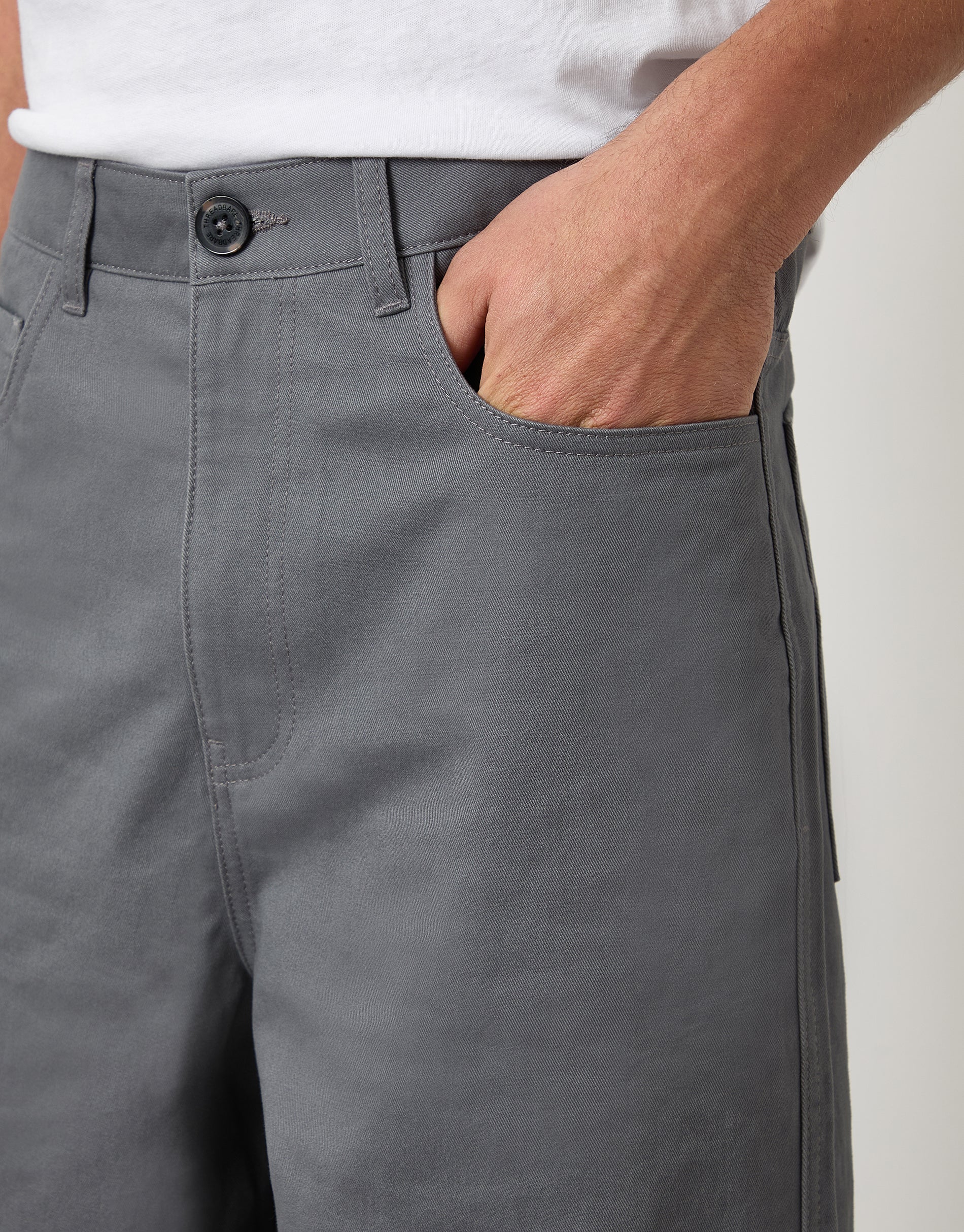 Baggy Fit 5 Pocket Chino Trousers in Slate Grey - Image 4