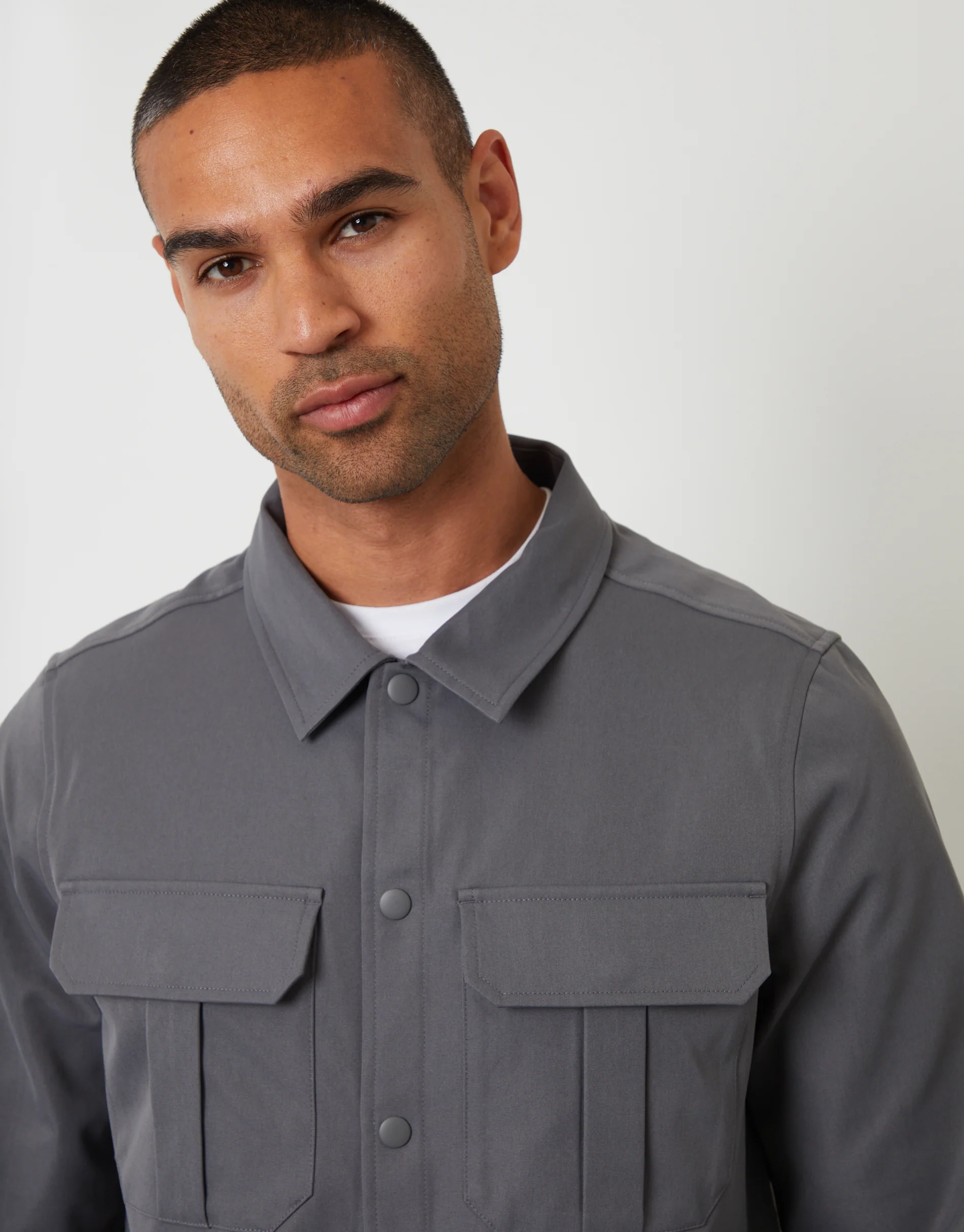 Cargo Pocket Shacket in Slate Grey - Image 4