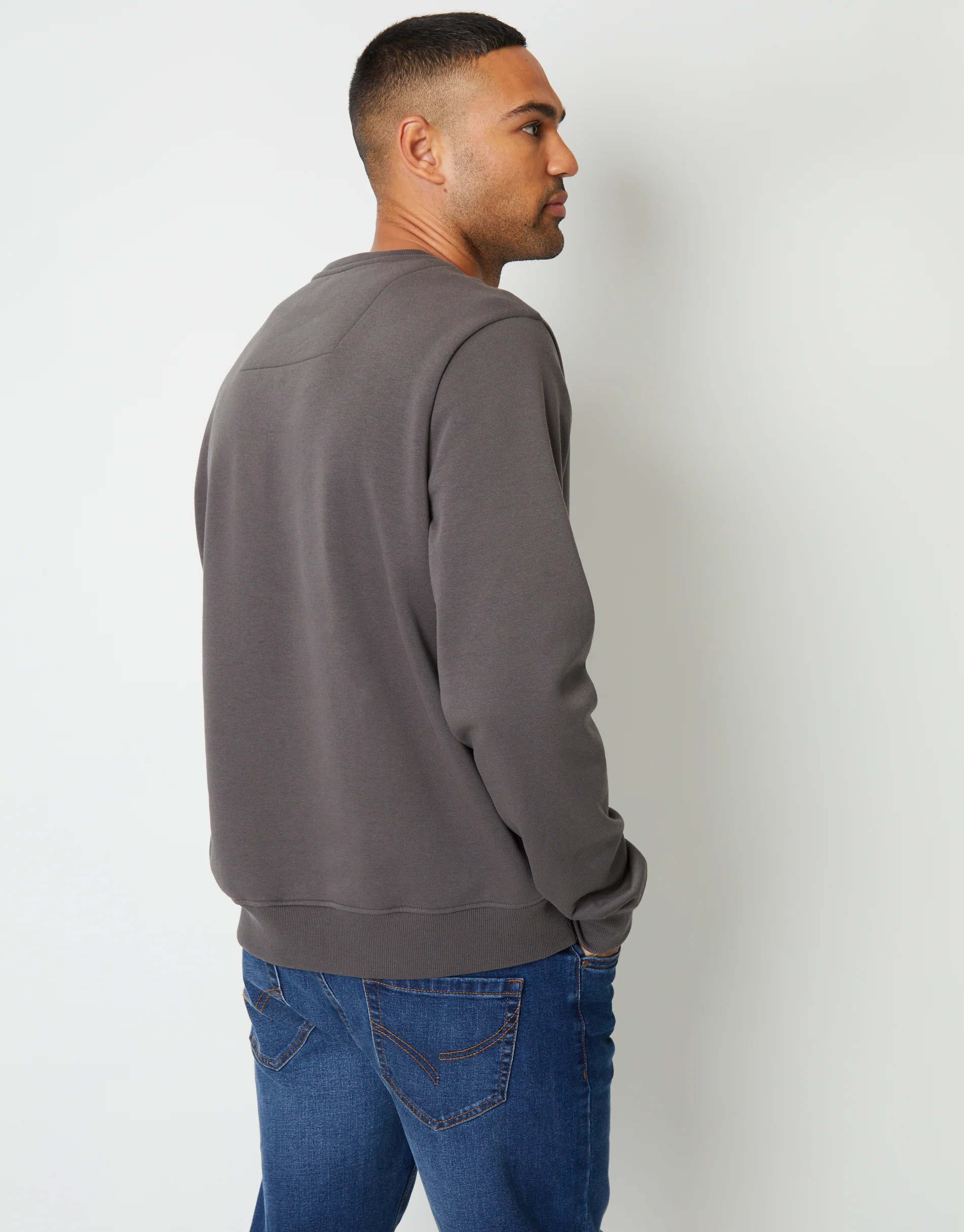 Crew Neck Sweatshirt in Slate Grey - Image 2