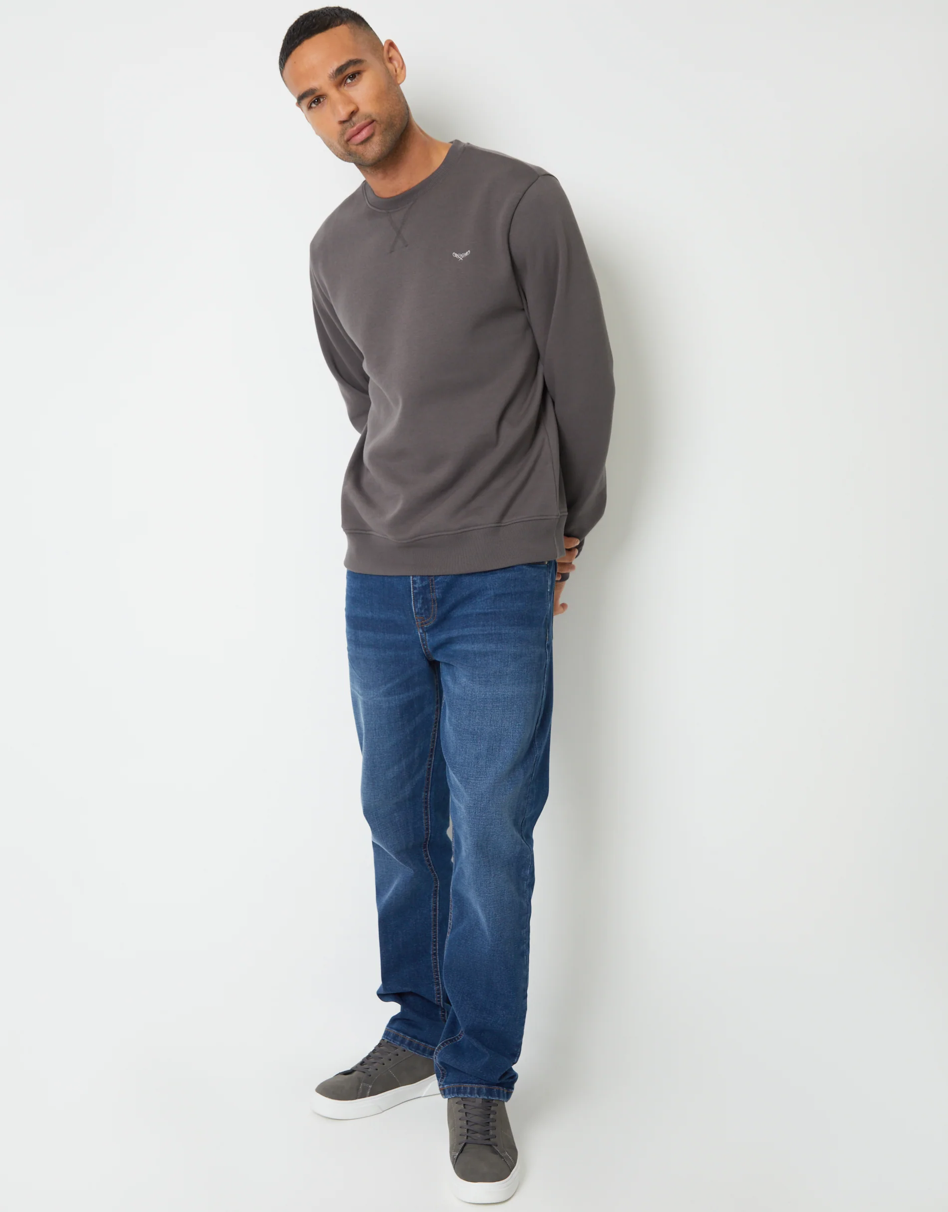 Crew Neck Sweatshirt in Slate Grey - Image 3