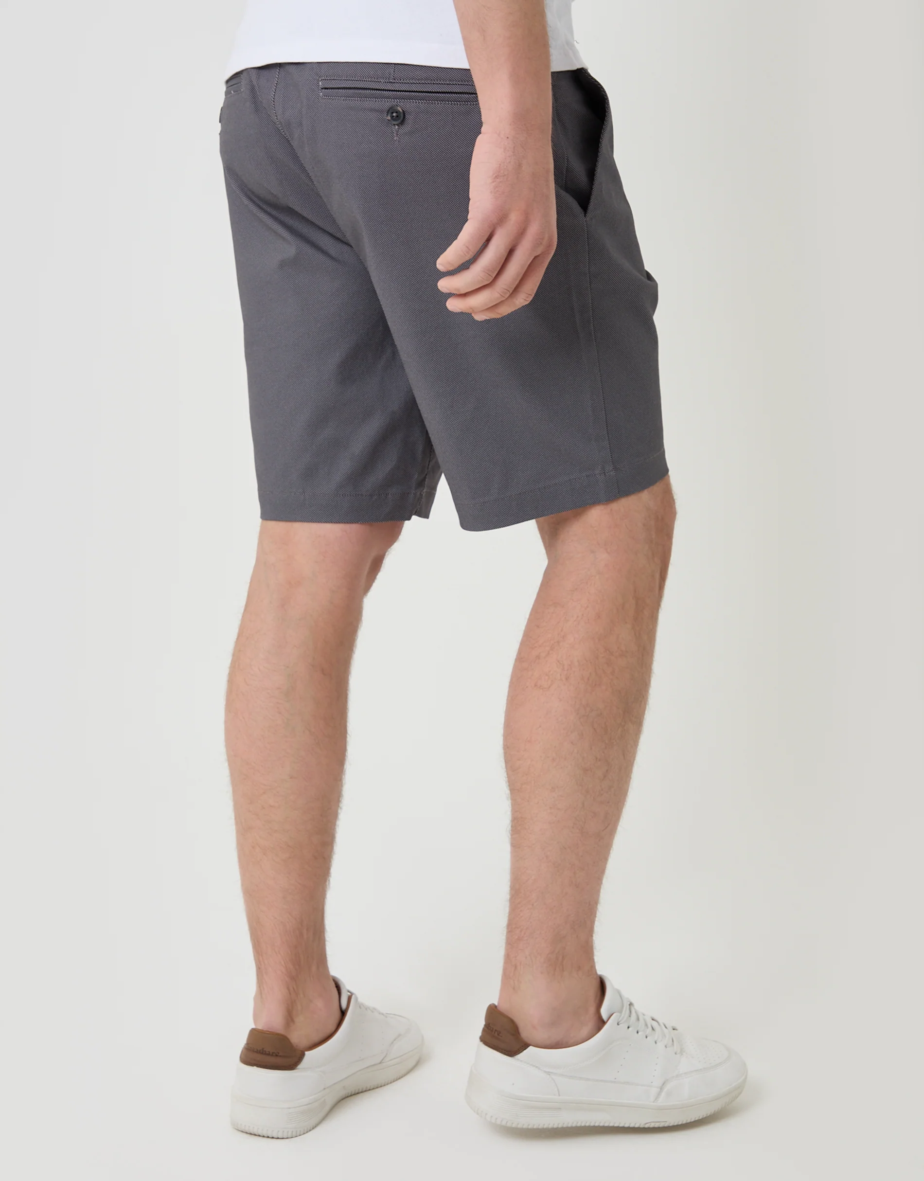 Regular Fit Patterned Stretch Chino Shorts with Belt in Slate Grey - Image 3