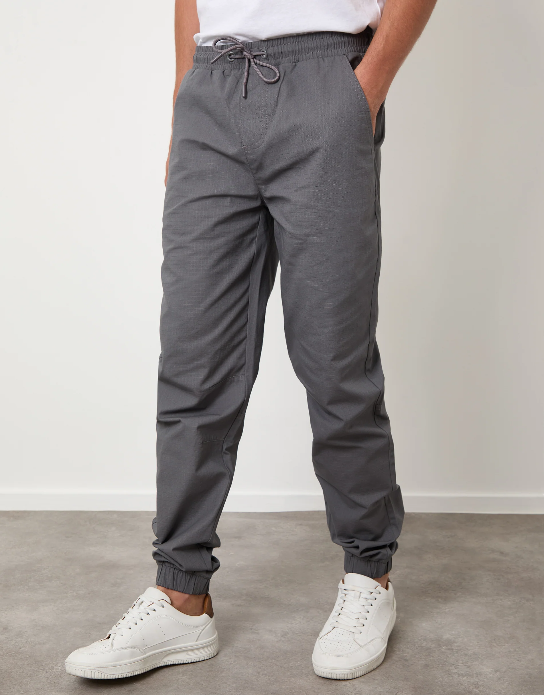 Regular Fit Pull On Trousers in Slate Grey - Image 2