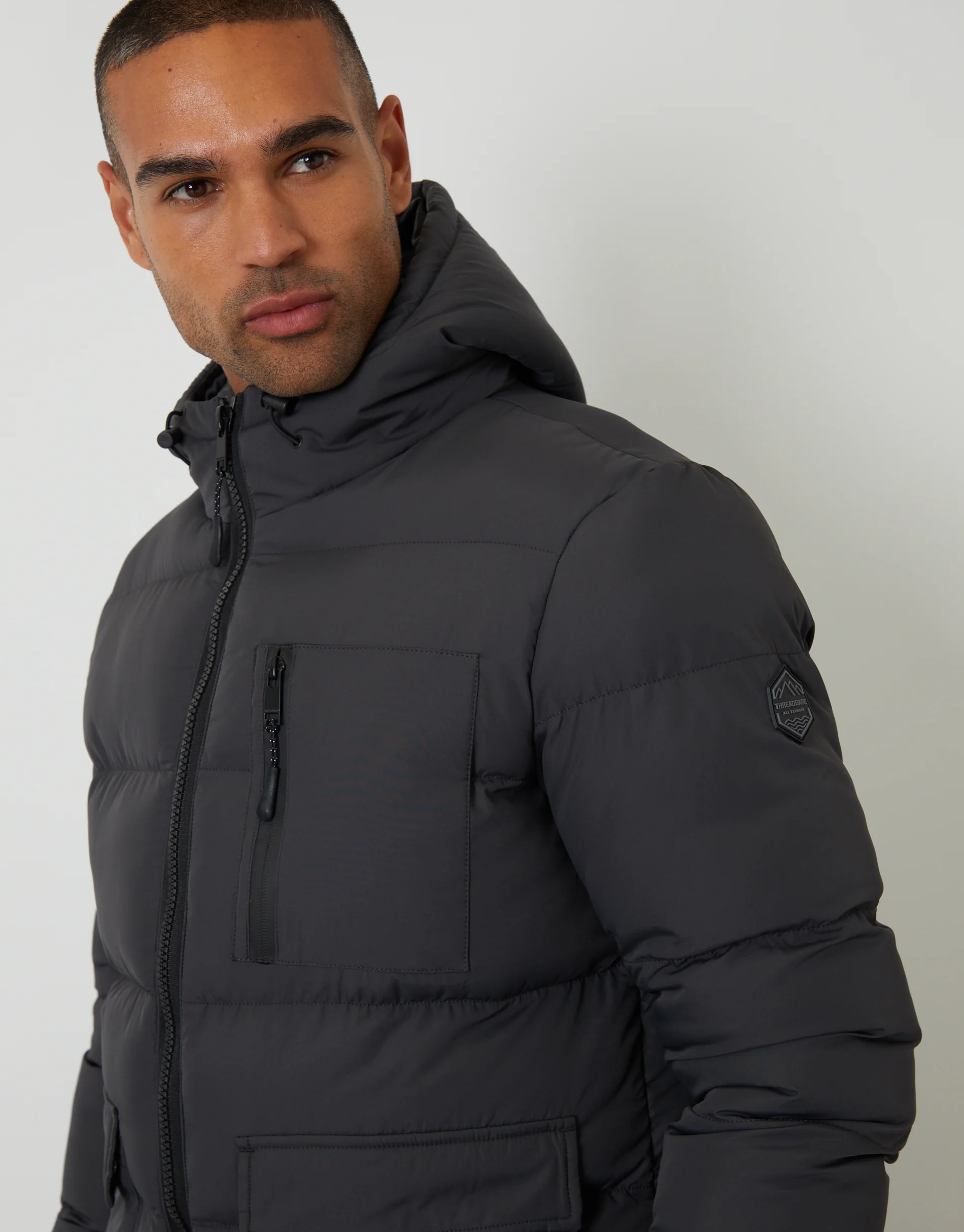 Showerproof Double Layer Puffer Jacket in Slate Grey - Image 4