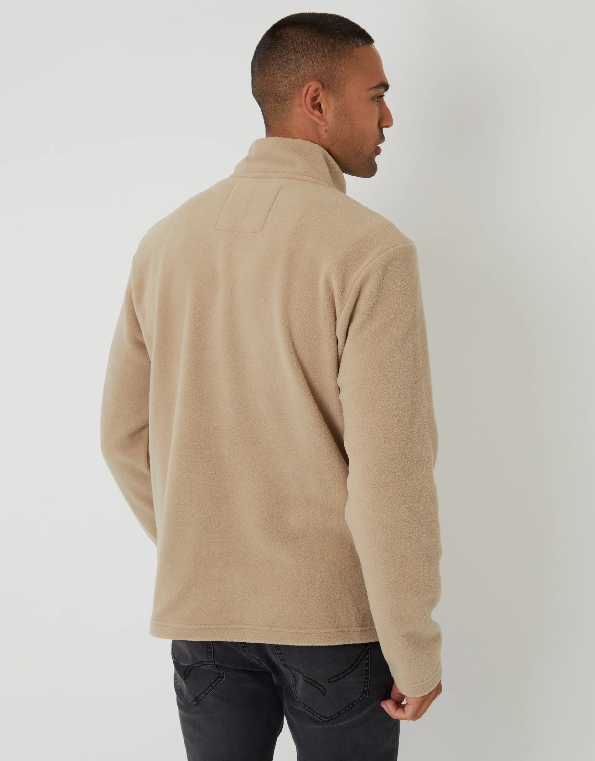 Quarter Zip Microfleece Sweatshirt in Stone - Image 2