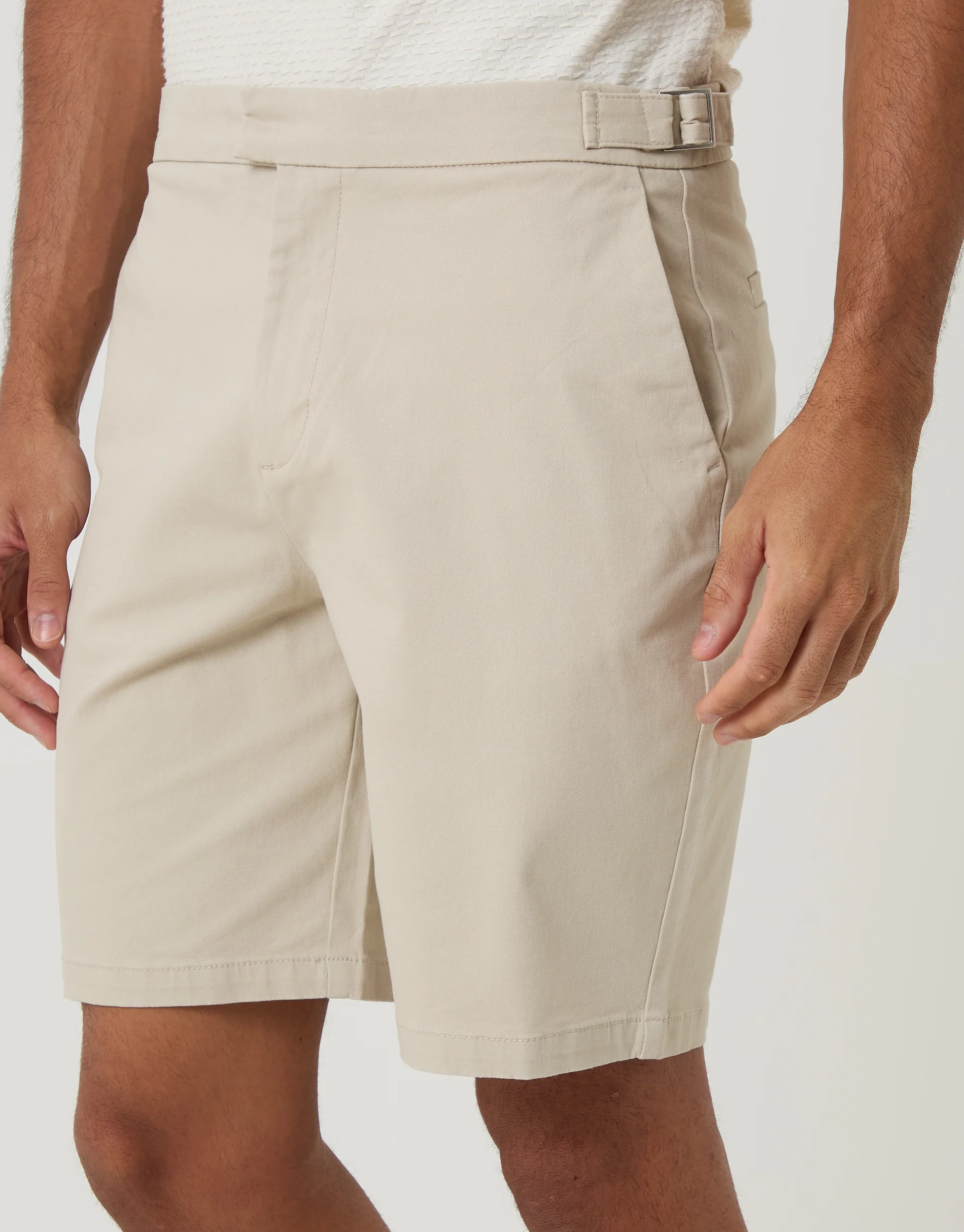 Regular Fit Stretch Chino Shorts in Stone - Image 2