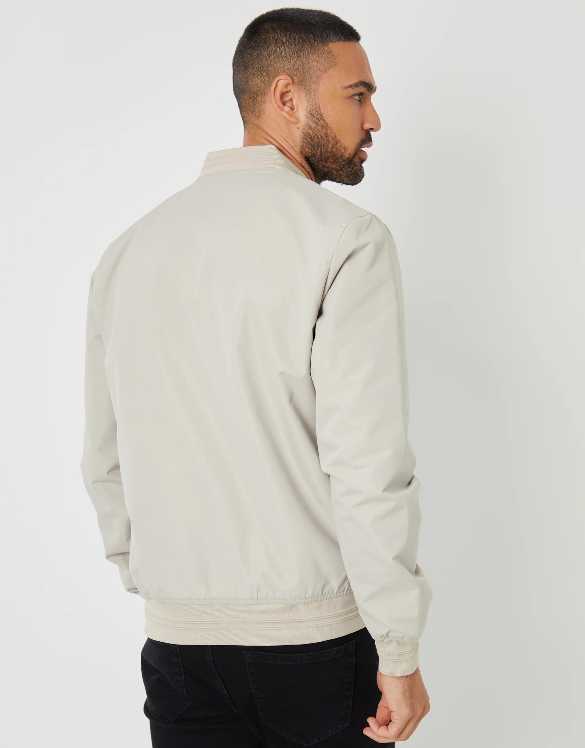 Showerproof Classic Bomber Jacket in Stone - Image 2