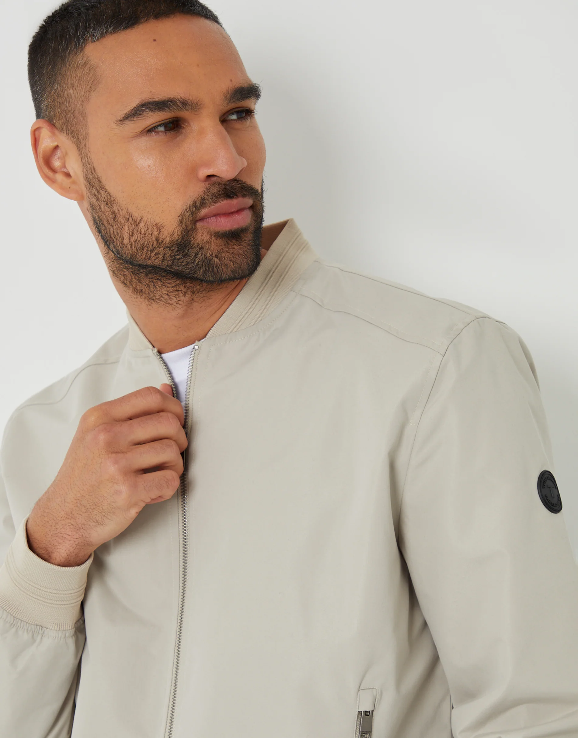 Showerproof Classic Bomber Jacket in Stone - Image 4
