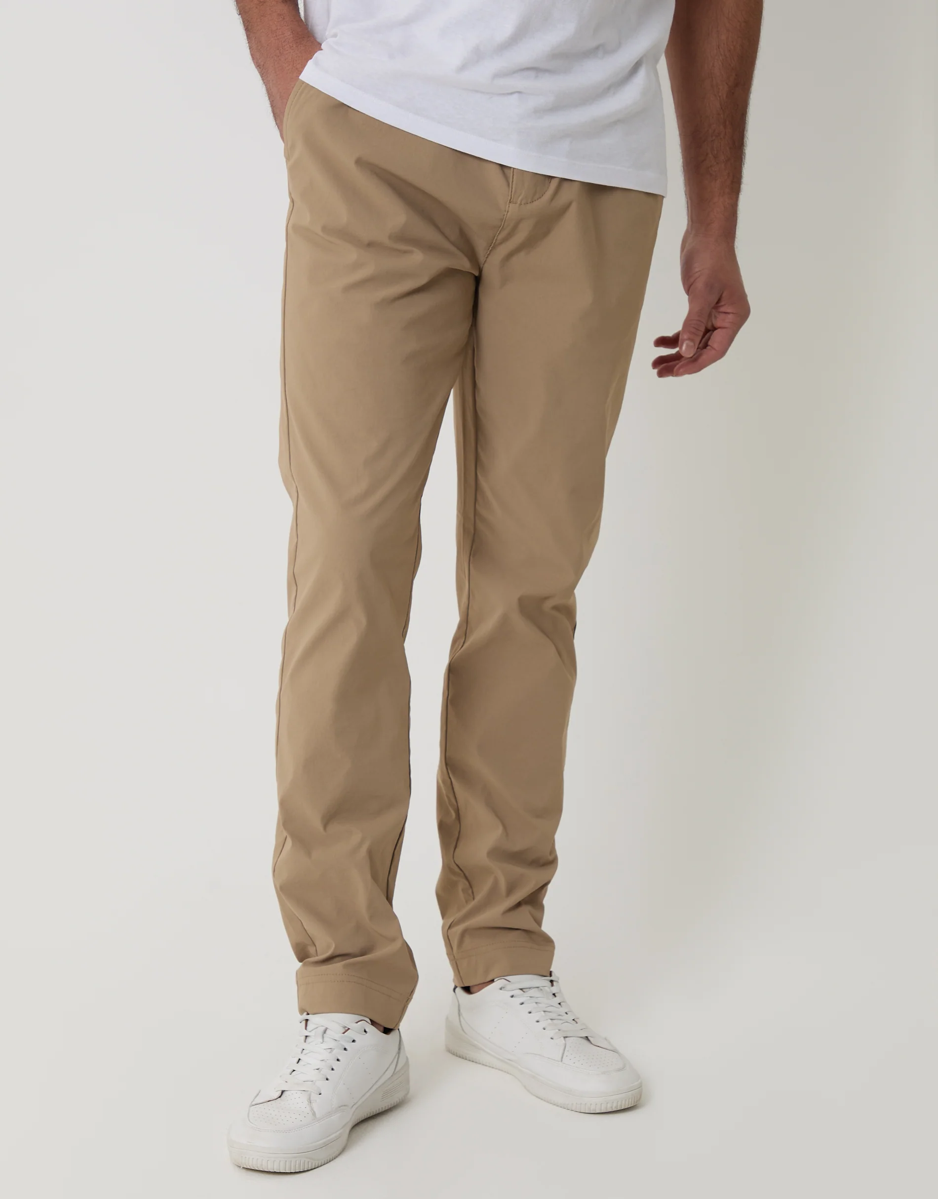 Slim Fit Stretch Trousers in Stone - Image 2