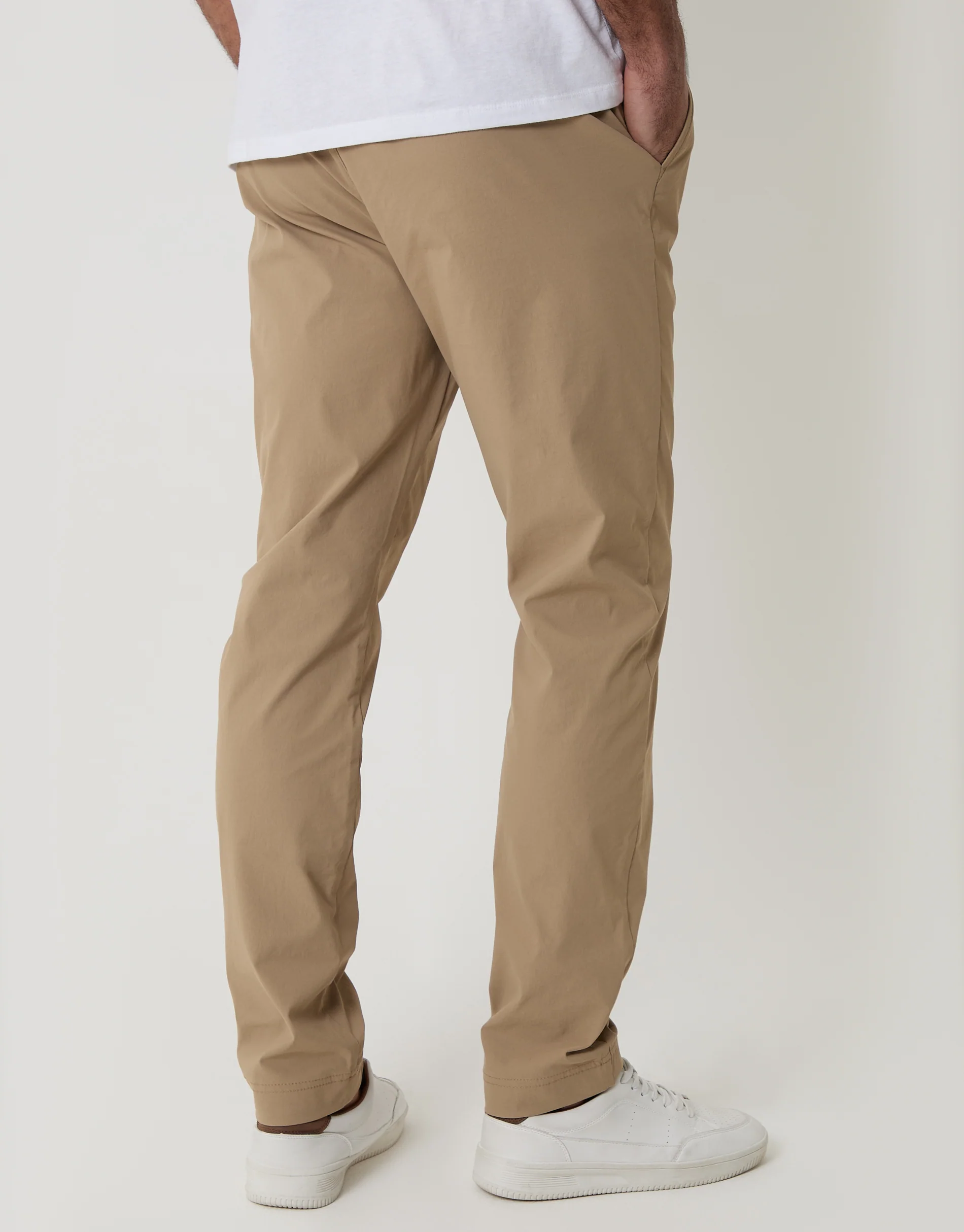 Slim Fit Stretch Trousers in Stone - Image 3
