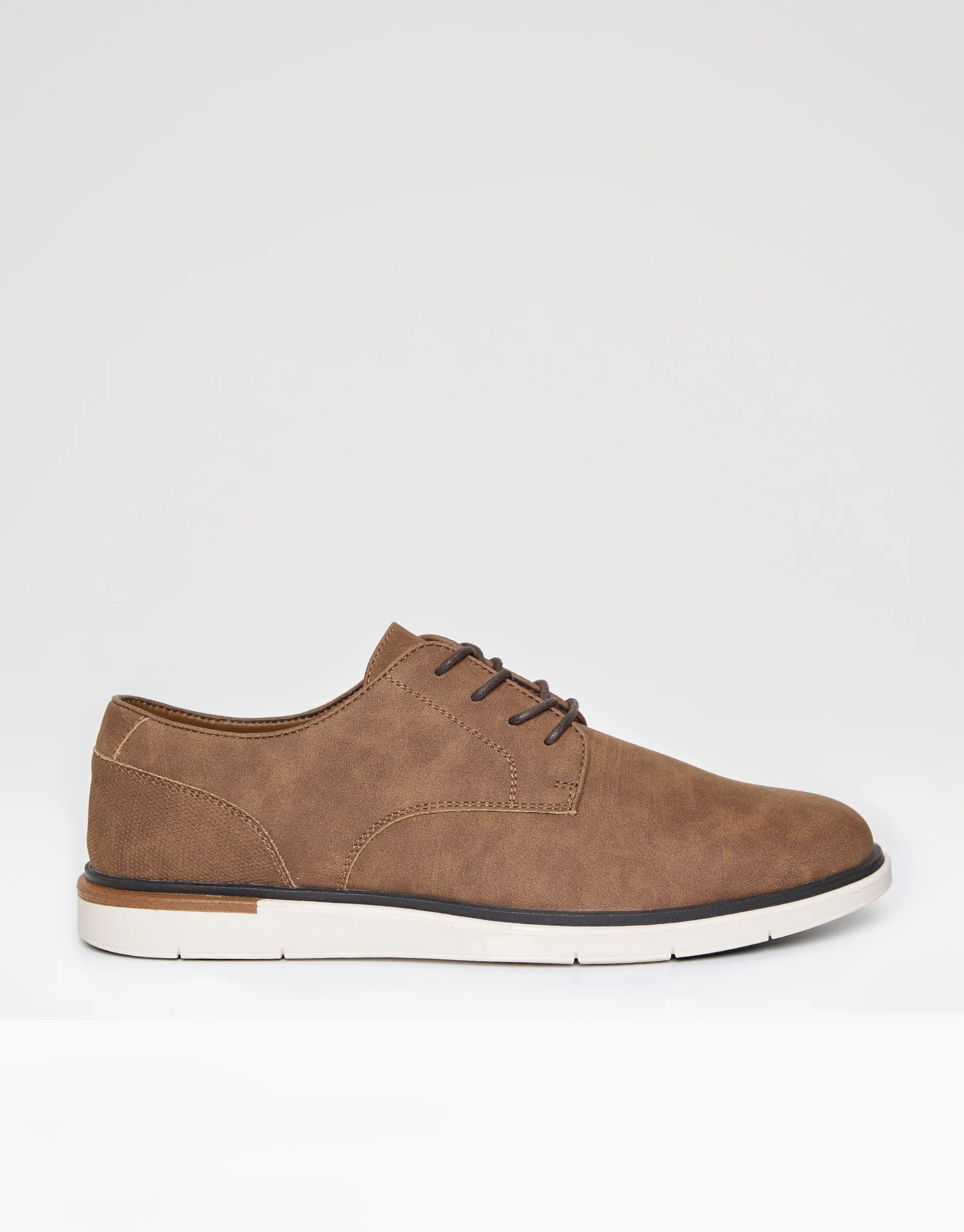 Faux Suede Derby Shoes in Tan Brown
