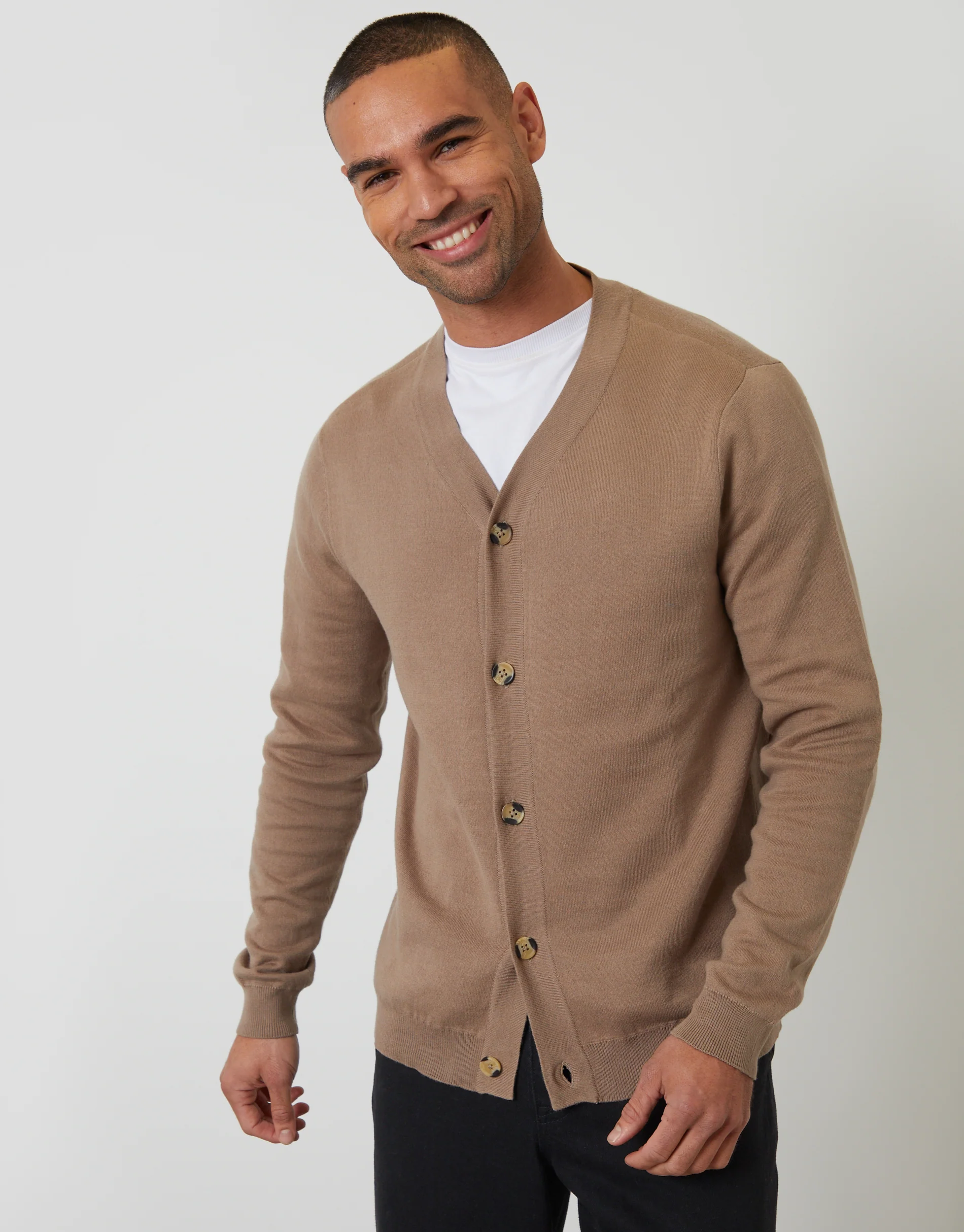 Button Up Knitted Cardigan in Taupe