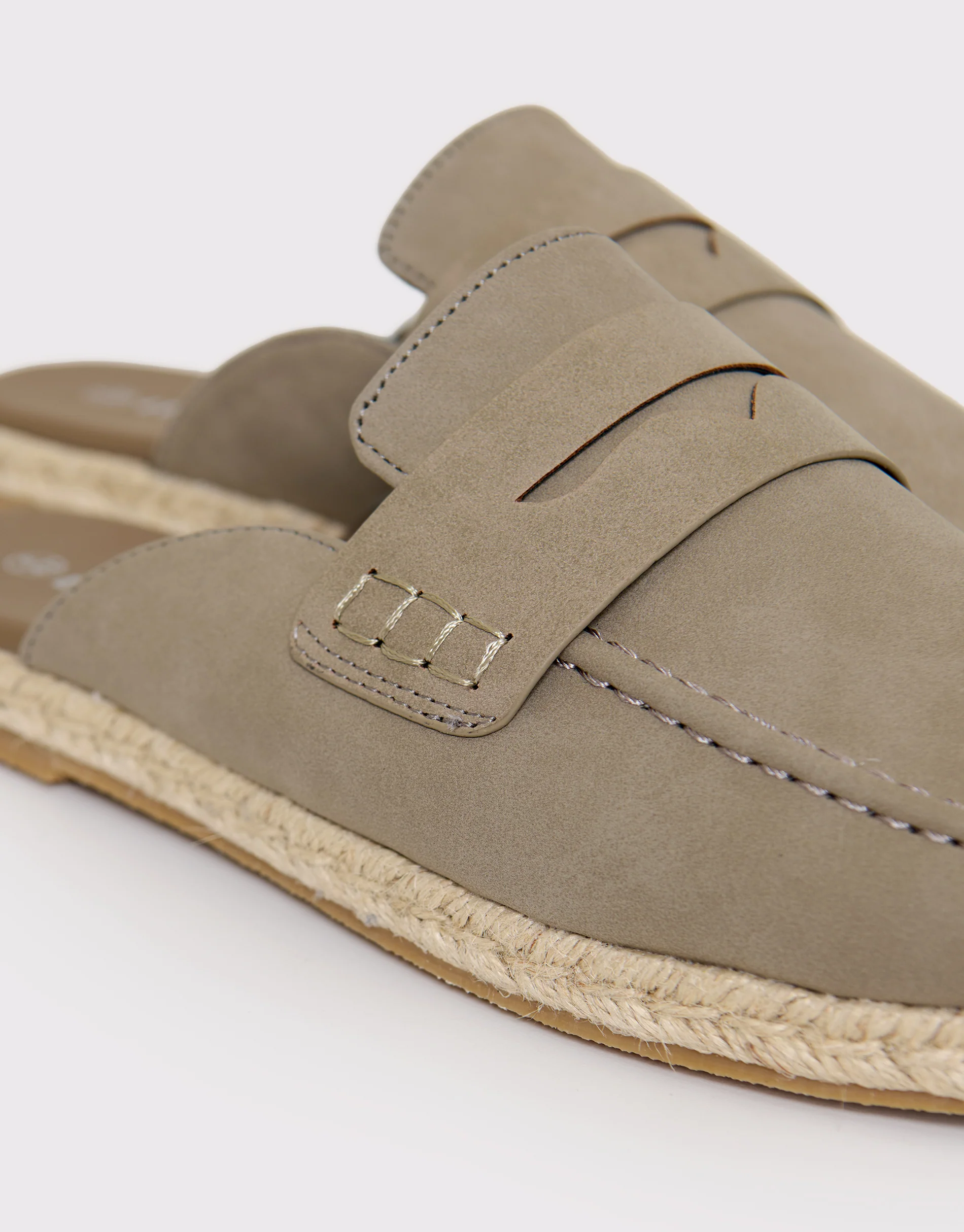 Faux Suede Penny Loafer Sandals in Taupe - Image 3