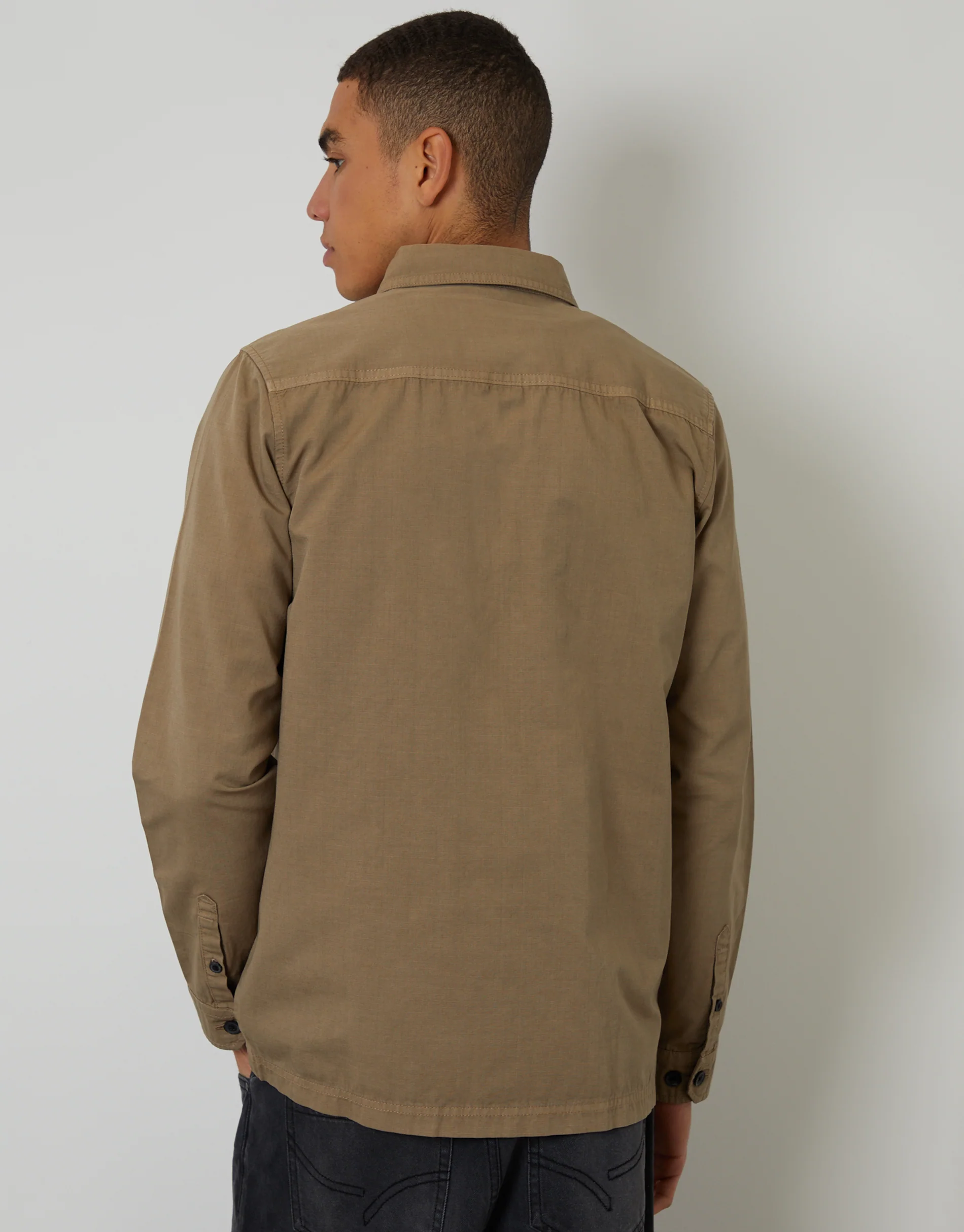 Lightweight Shacket in Taupe - Image 2