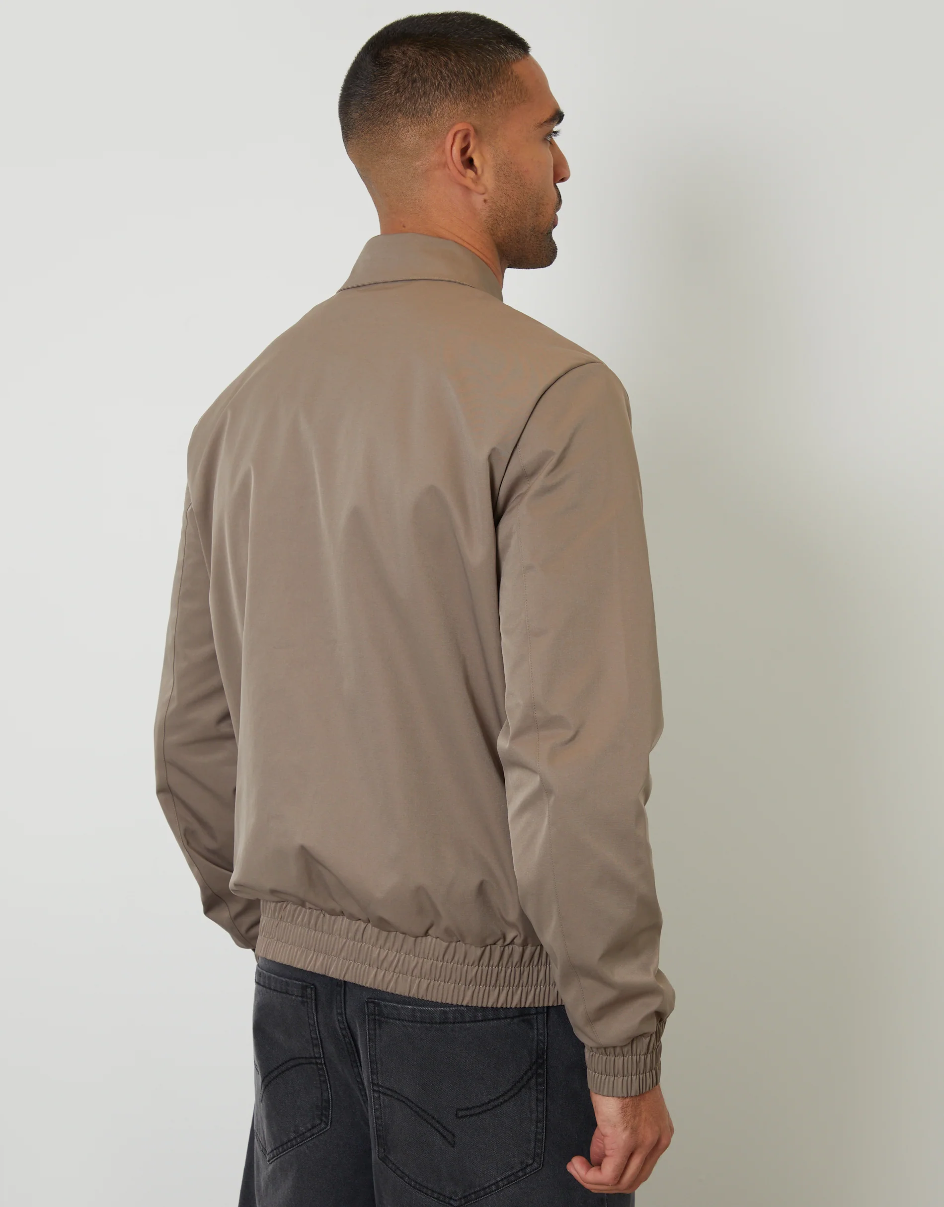 Showerproof Patch Pocket Zip Up Collared Jacket in Taupe - Image 2