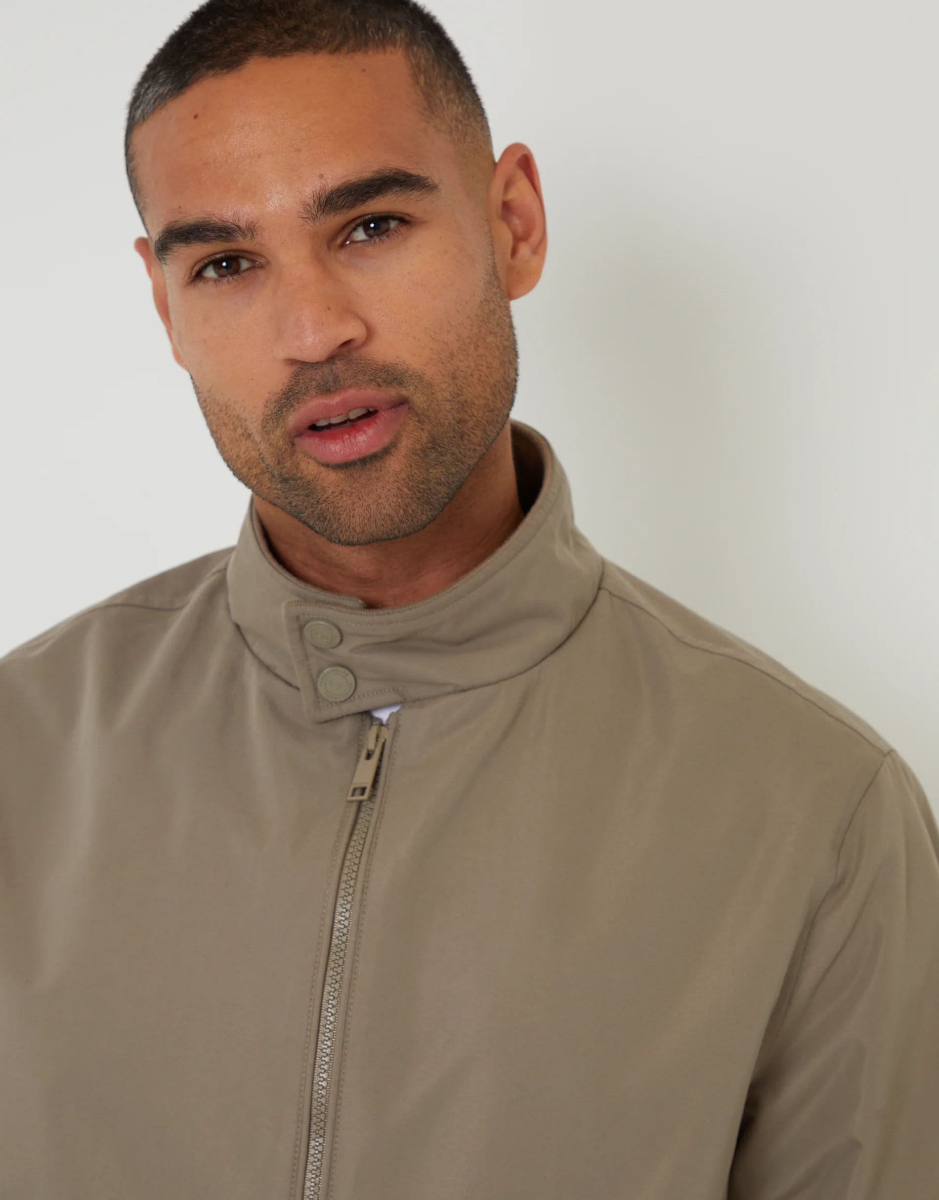 Zip Up Harrington Jacket in Taupe - Image 4
