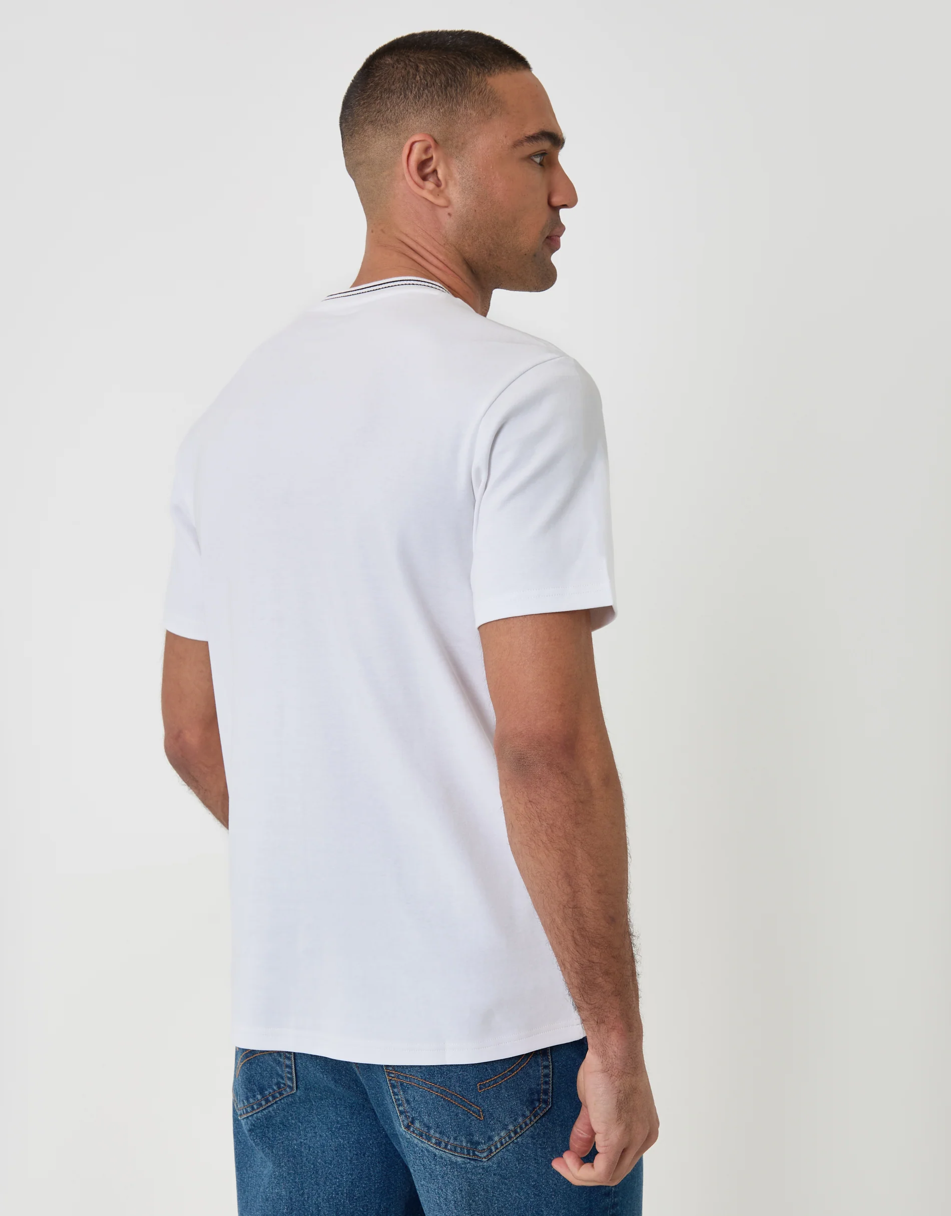 Cotton Crew Neck Script T-Shirt in White - Image 2