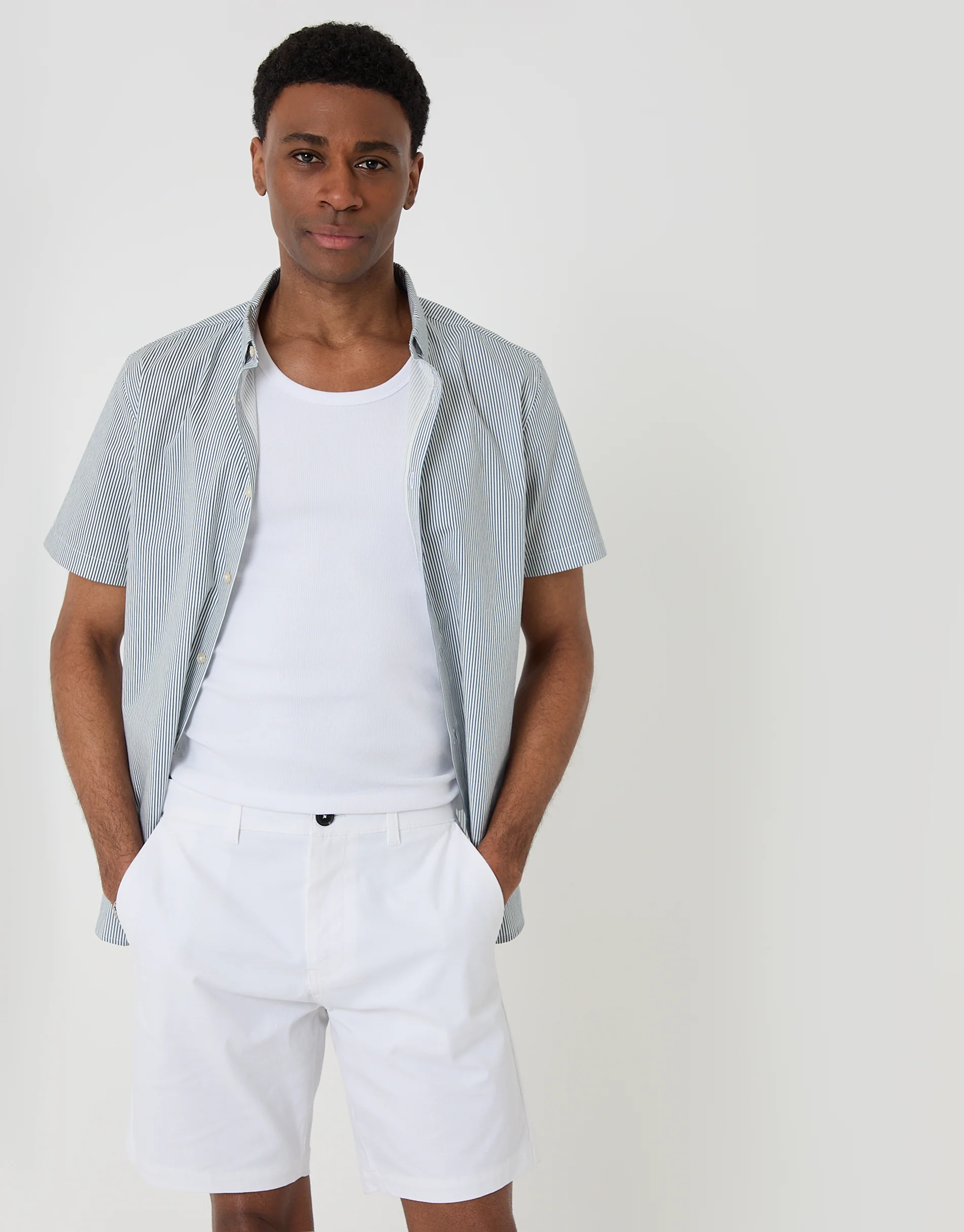 Regular Fit Stretch Chino Shorts in White - Image 3