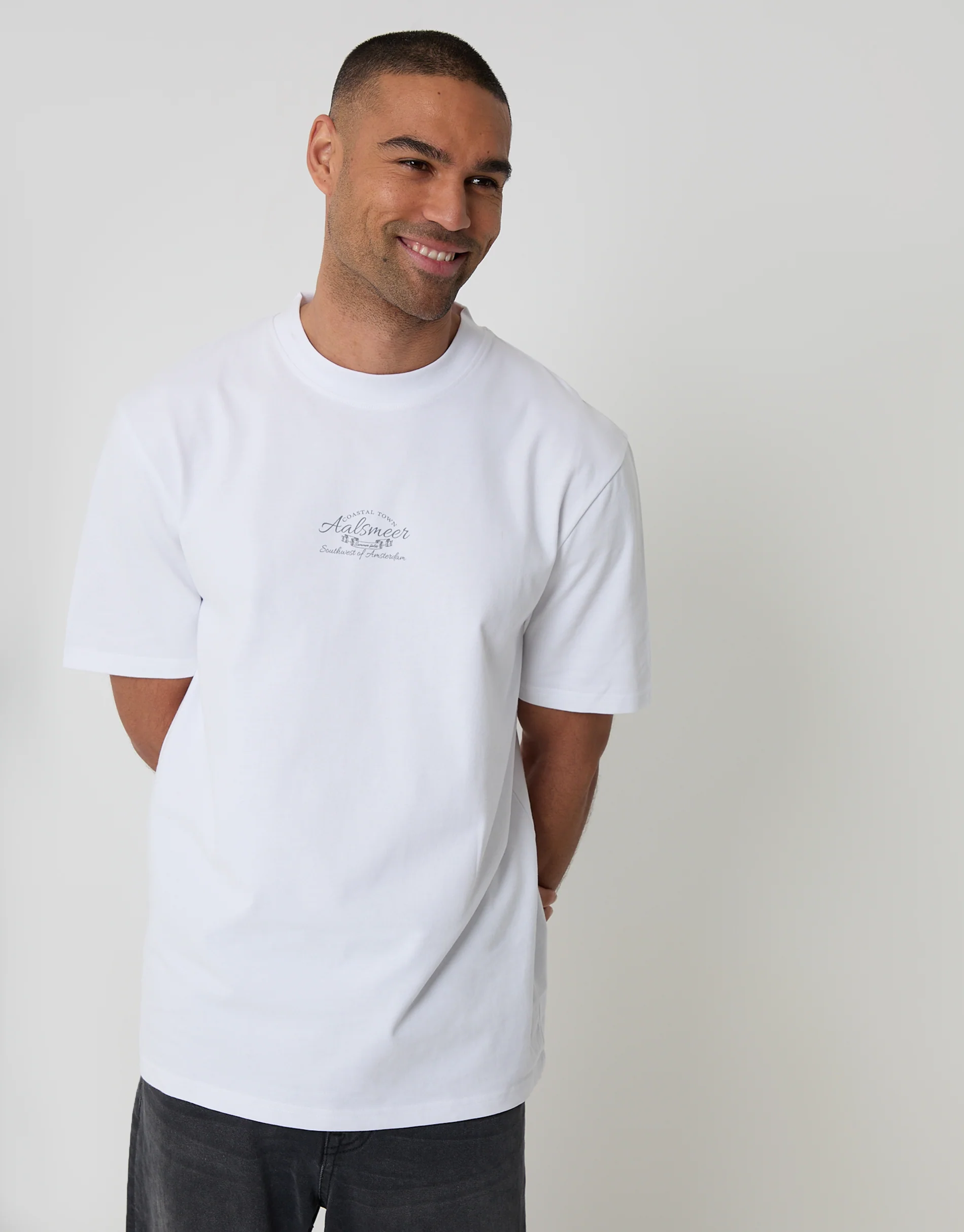 Relaxed Fit Aalsmeer Peached Cotton T-Shirt in White - Image 2