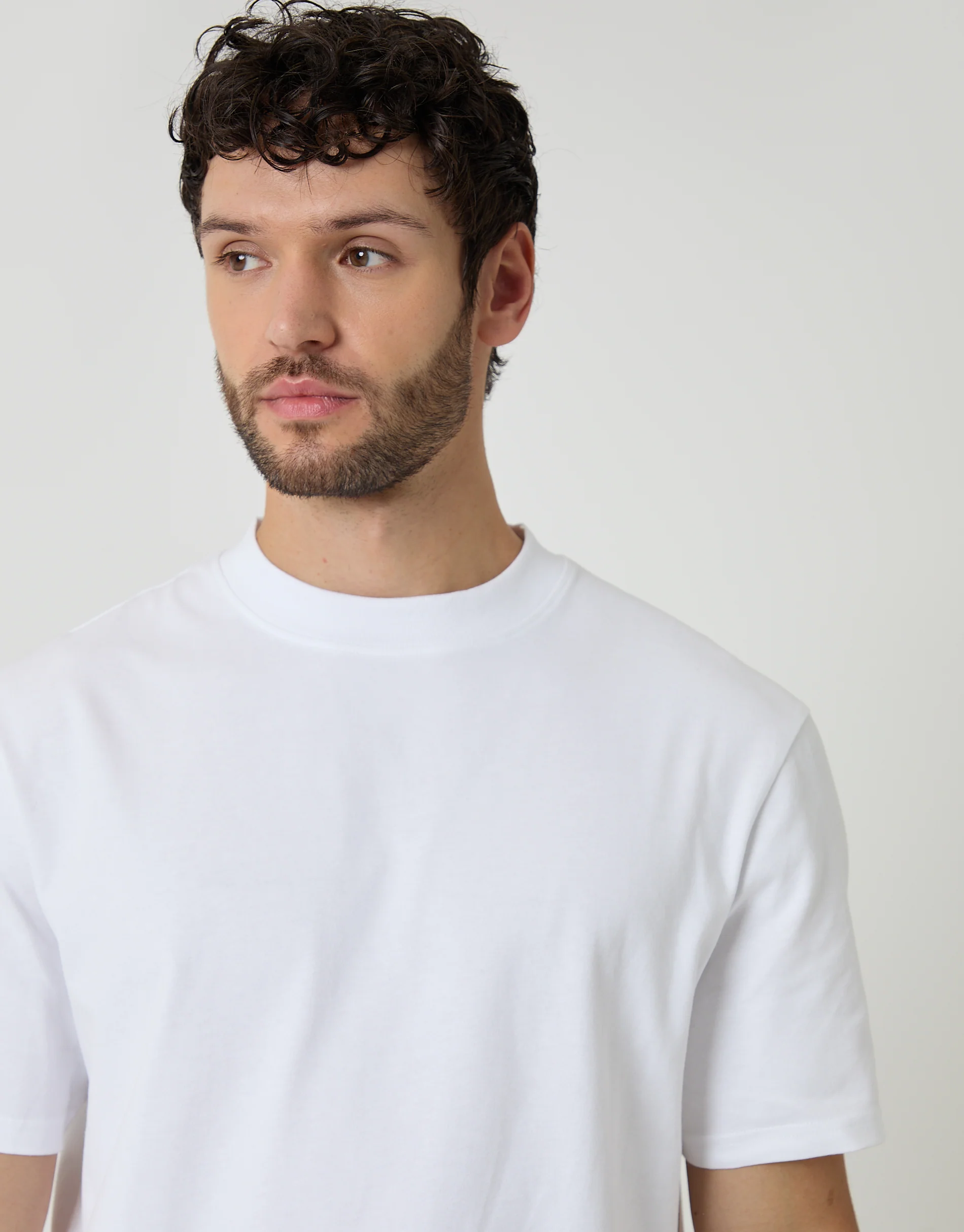 Relaxed Fit Peached Cotton T-Shirt in White - Image 4