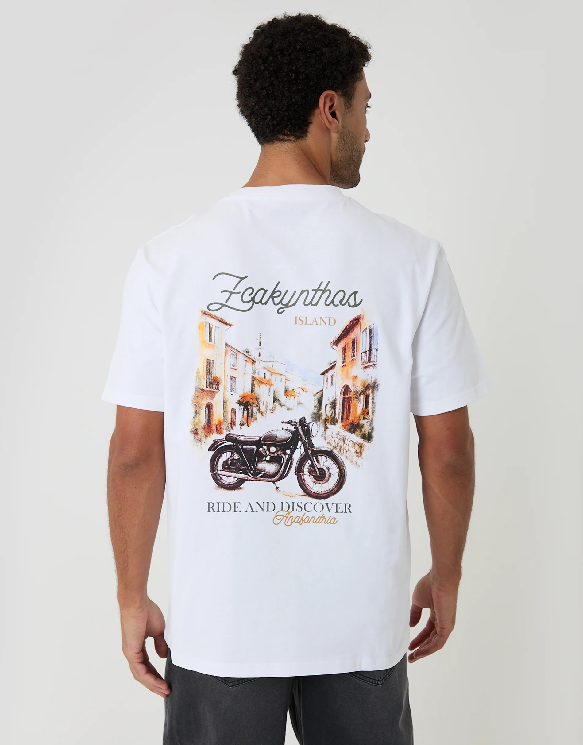 Relaxed Fit Zakynthos Peached Cotton T-Shirt in White