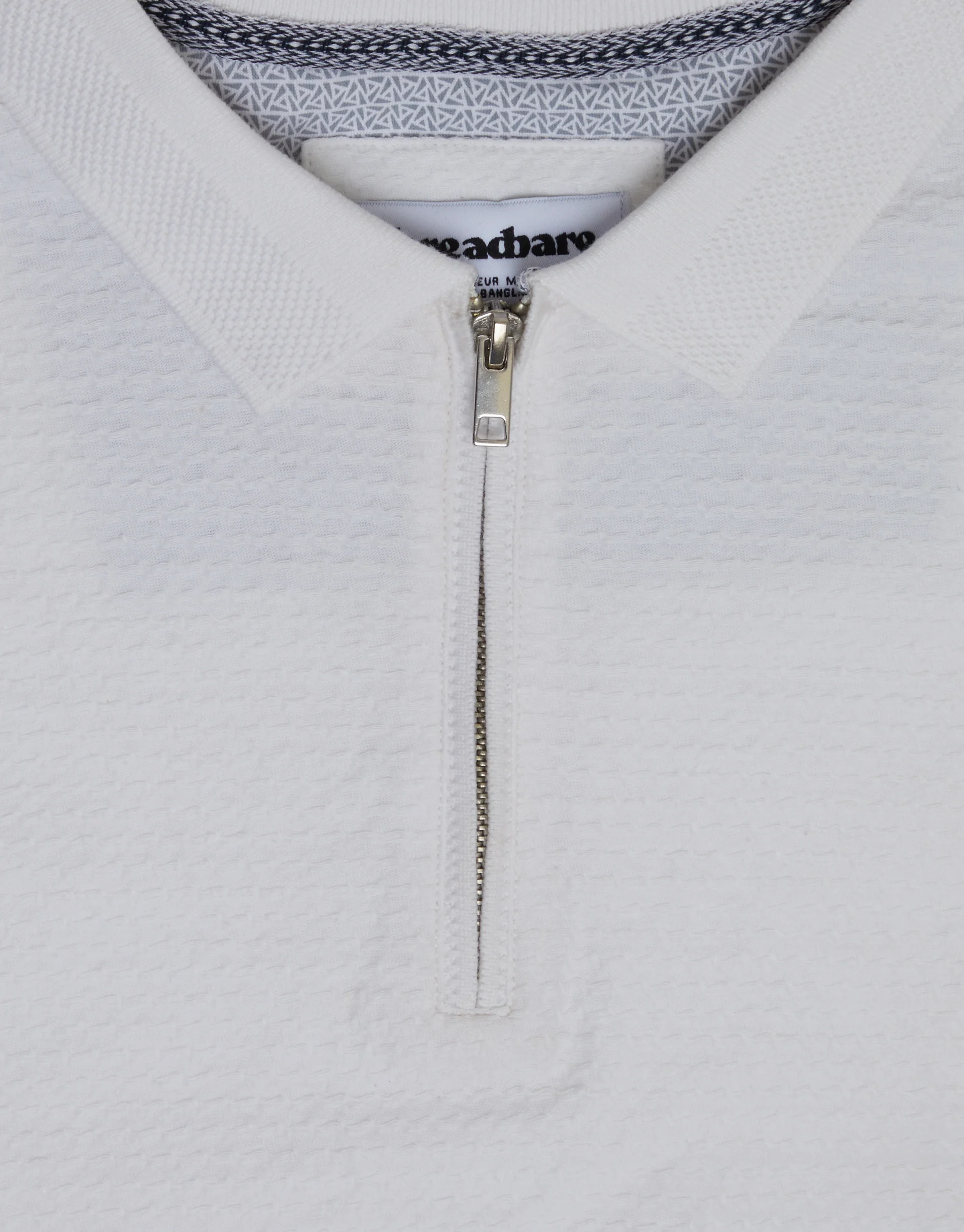Textured Quarter Zip Polo Shirt in White - Image 5