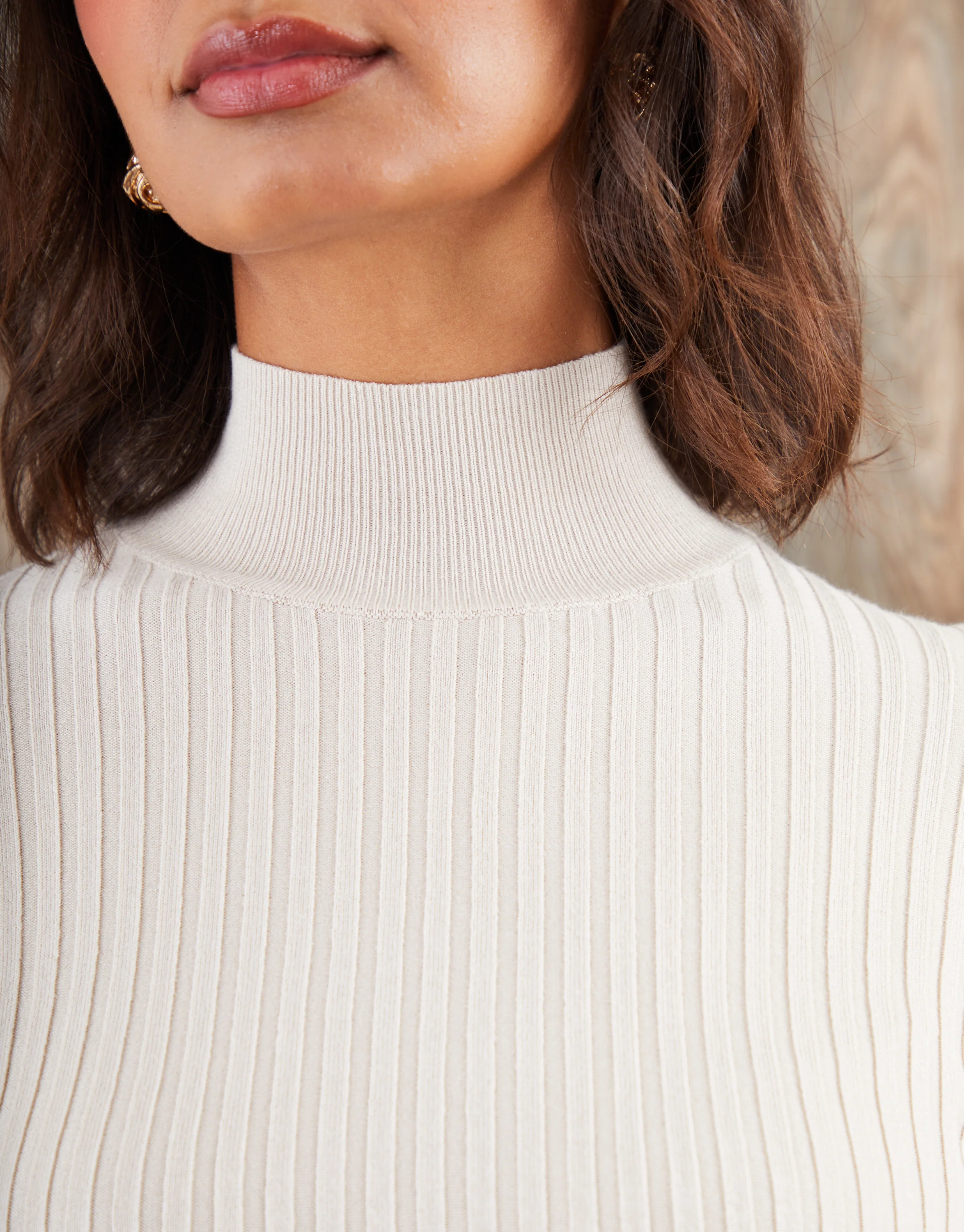 2 Pack Ribbed Knit High Neck Jumpers in Black & Ecru - Image 4